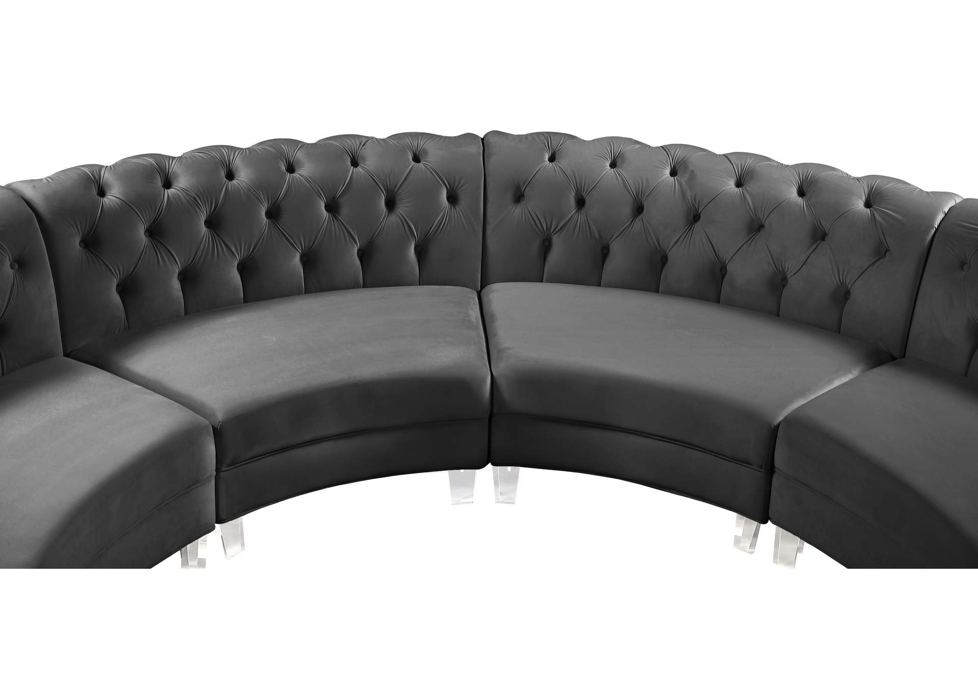 Anabella Grey Velvet 4 Piece Sectional,Meridian Furniture