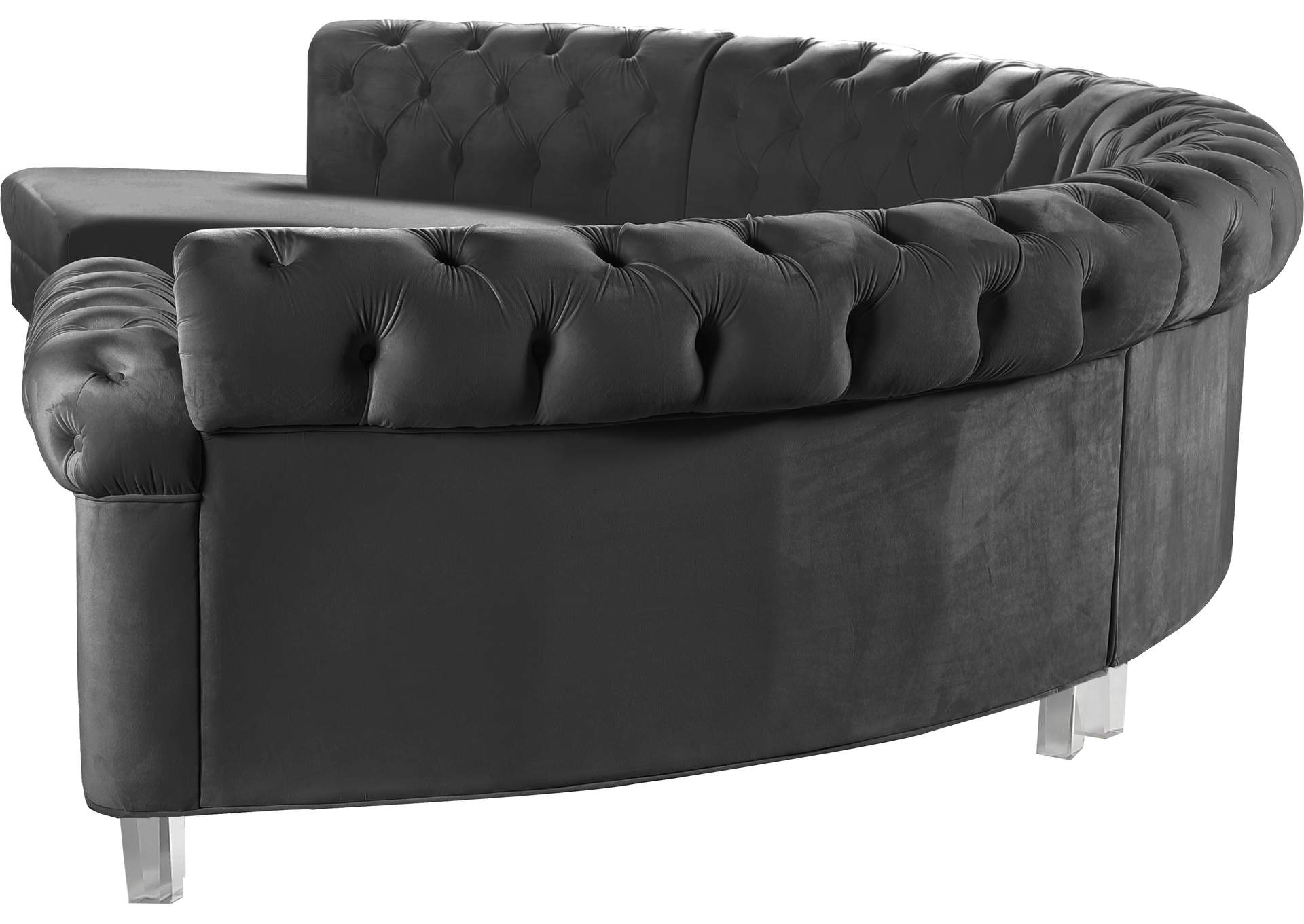 Anabella Grey Velvet 4 Piece Sectional,Meridian Furniture