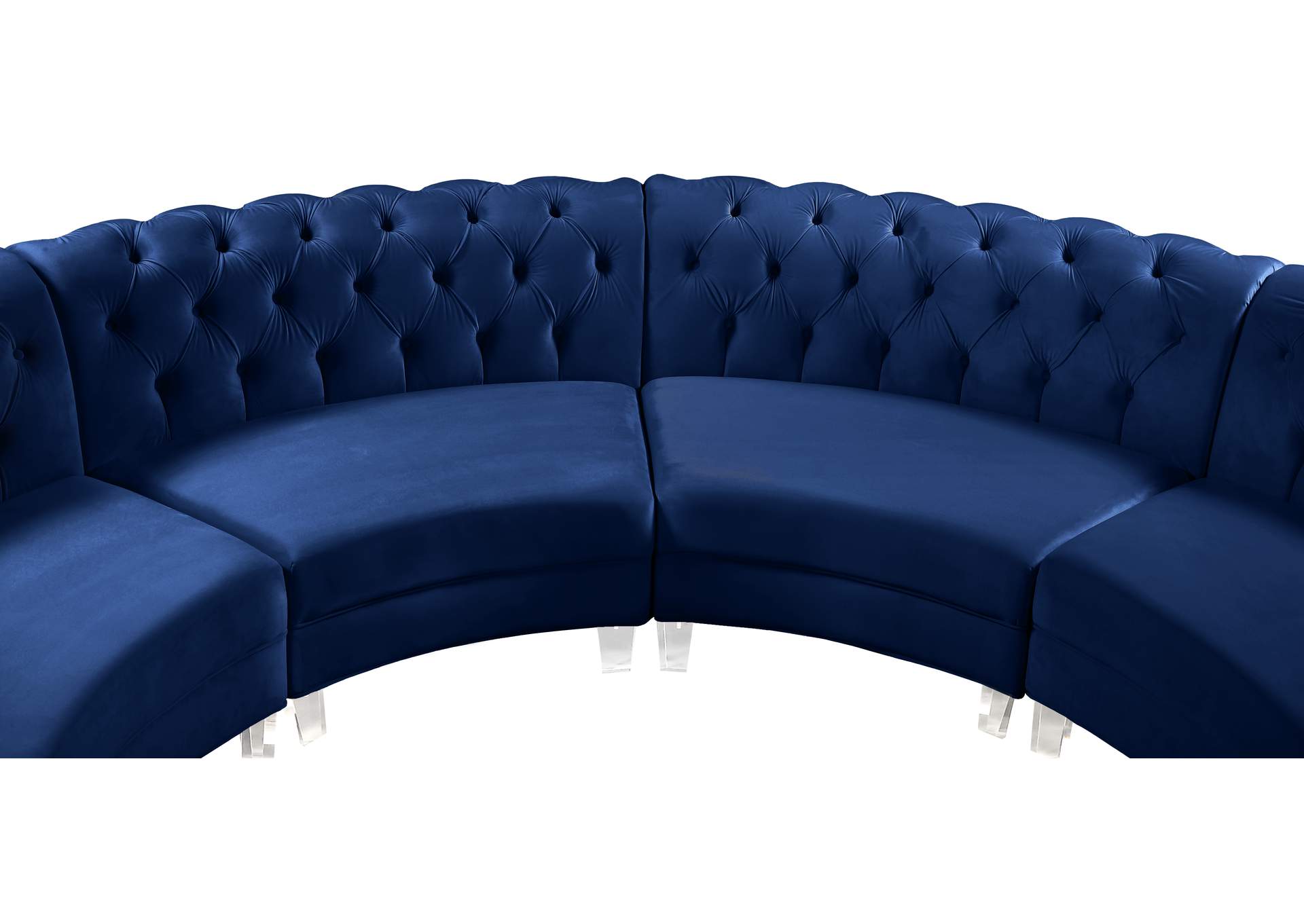 Anabella Navy Velvet 4 Piece Sectional,Meridian Furniture