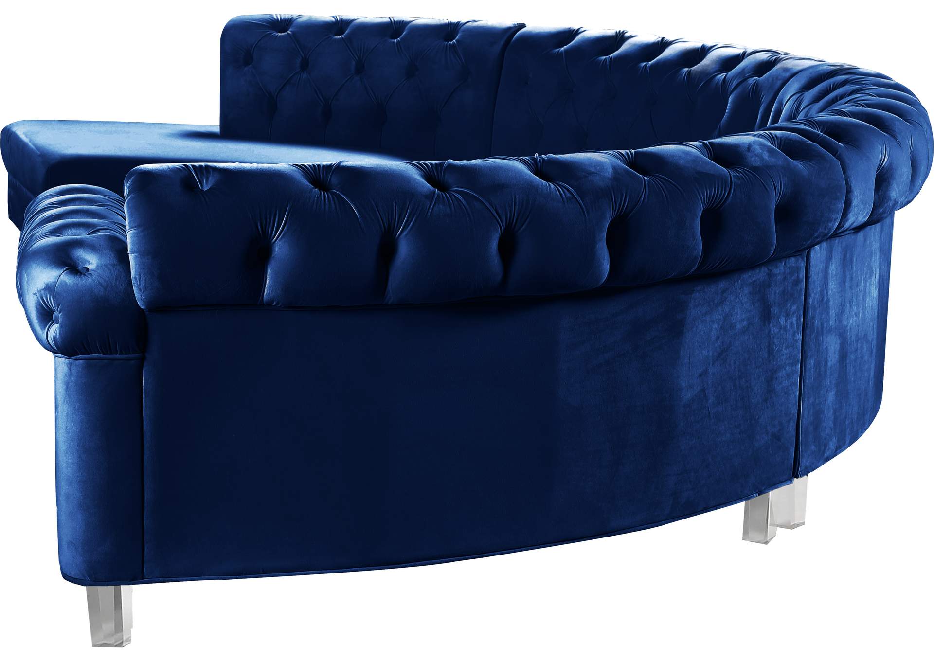 Anabella Navy Velvet 4 Piece Sectional,Meridian Furniture