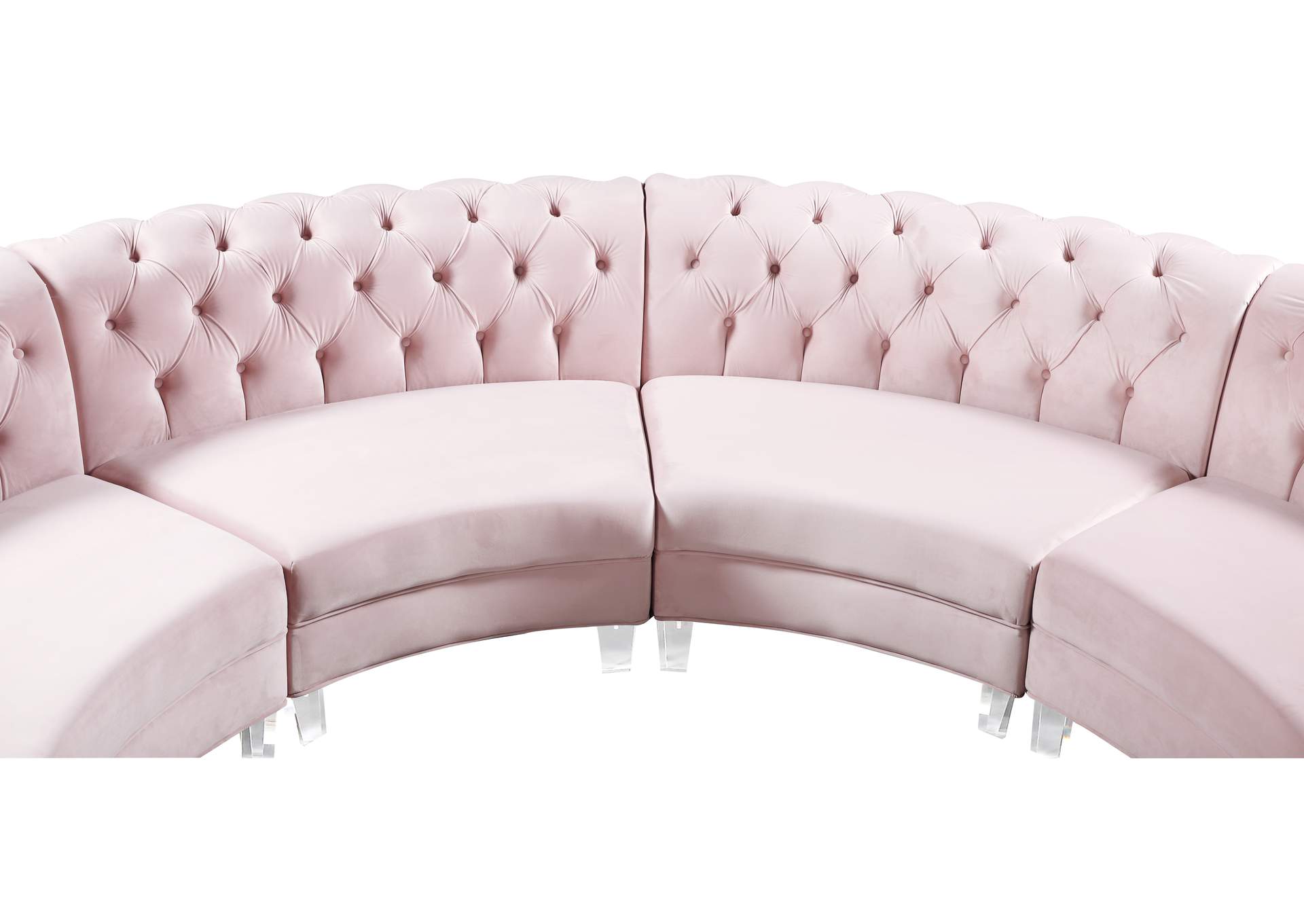 Anabella Pink Velvet 4 Piece Sectional,Meridian Furniture