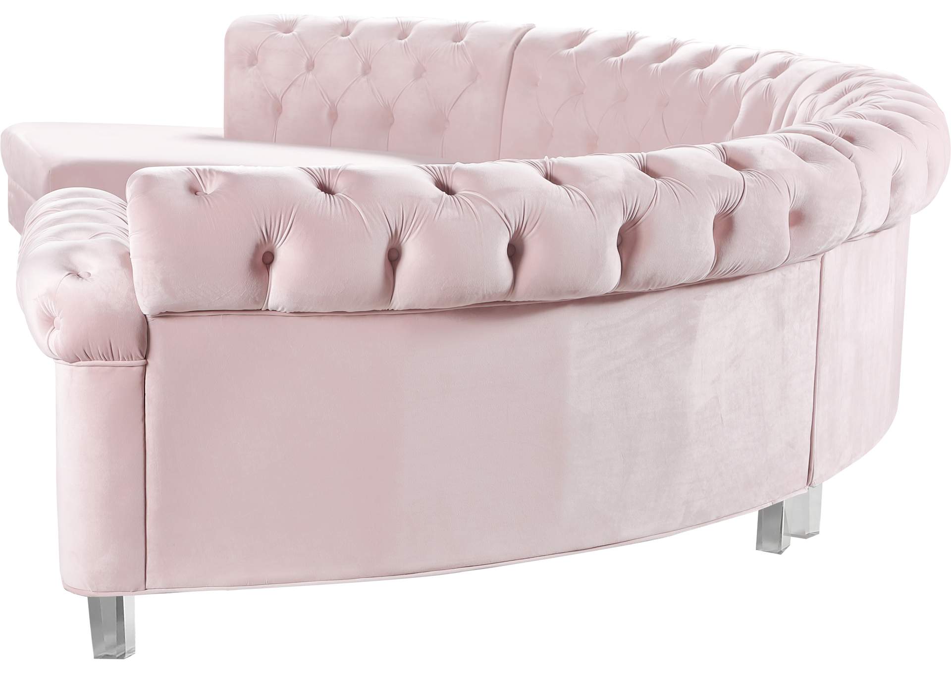 Anabella Pink Velvet 4 Piece Sectional,Meridian Furniture