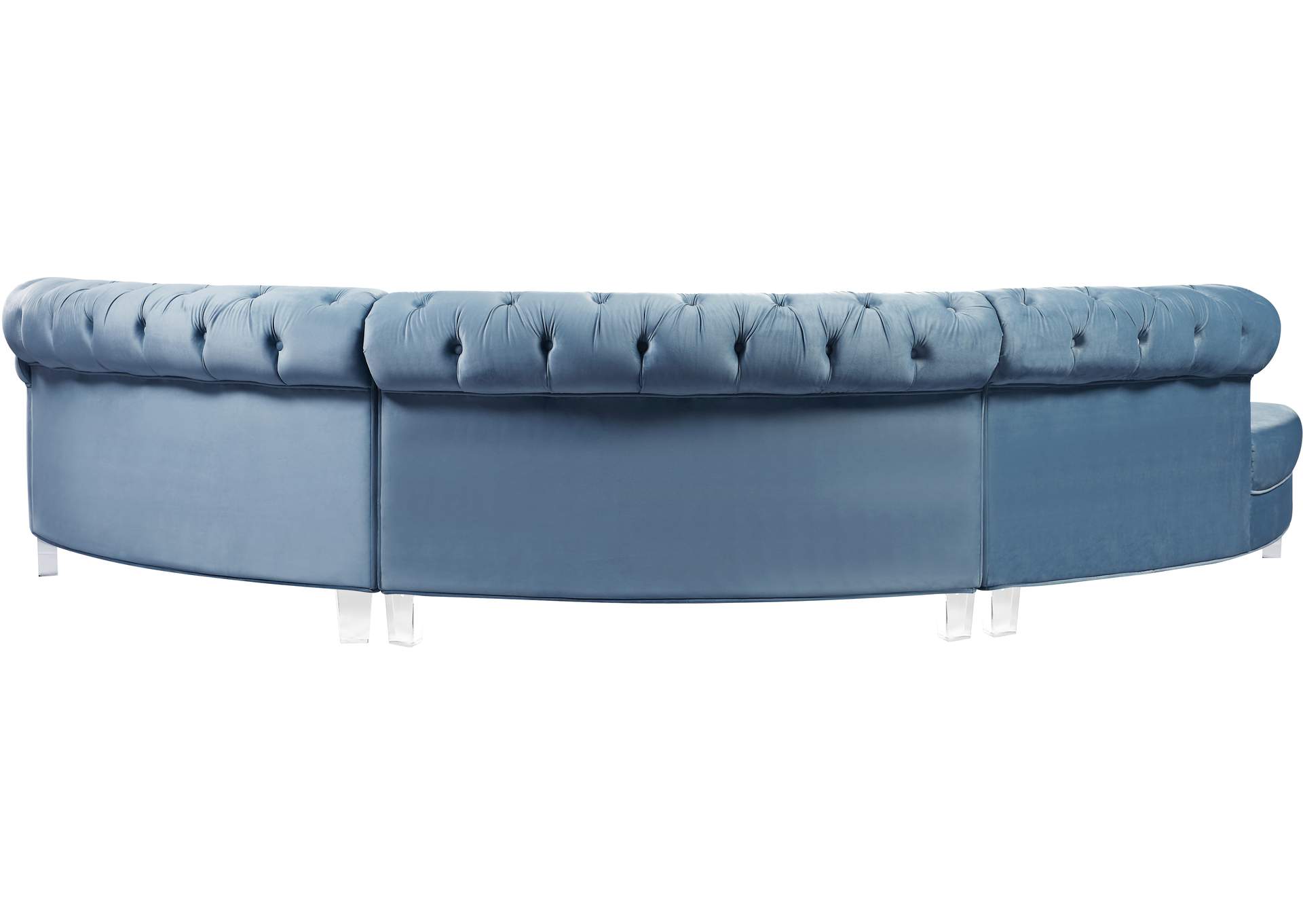 Anabella Sky Blue Velvet 3 Piece Sectional,Meridian Furniture