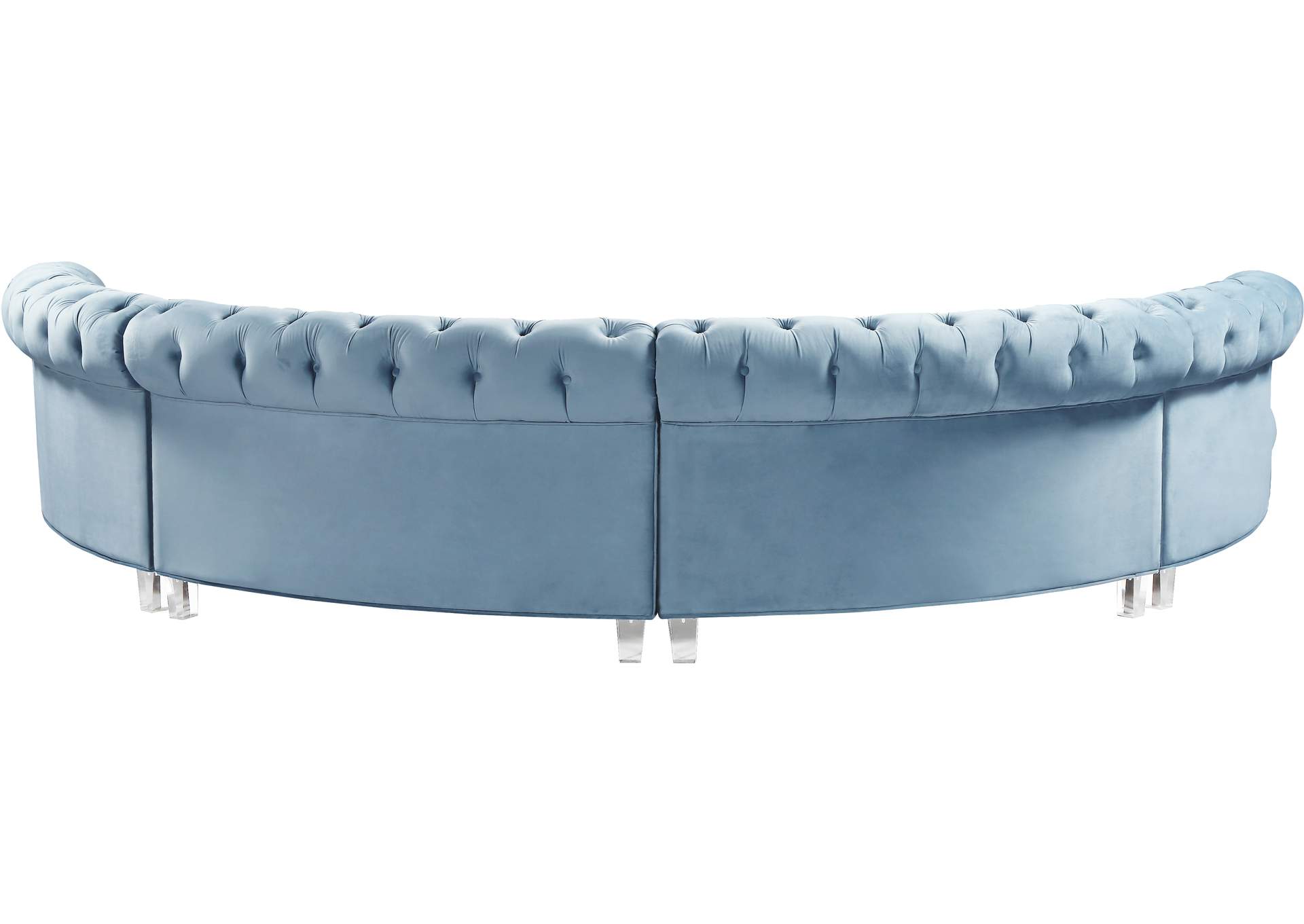 Anabella Sky Blue Velvet 4 Piece Sectional,Meridian Furniture