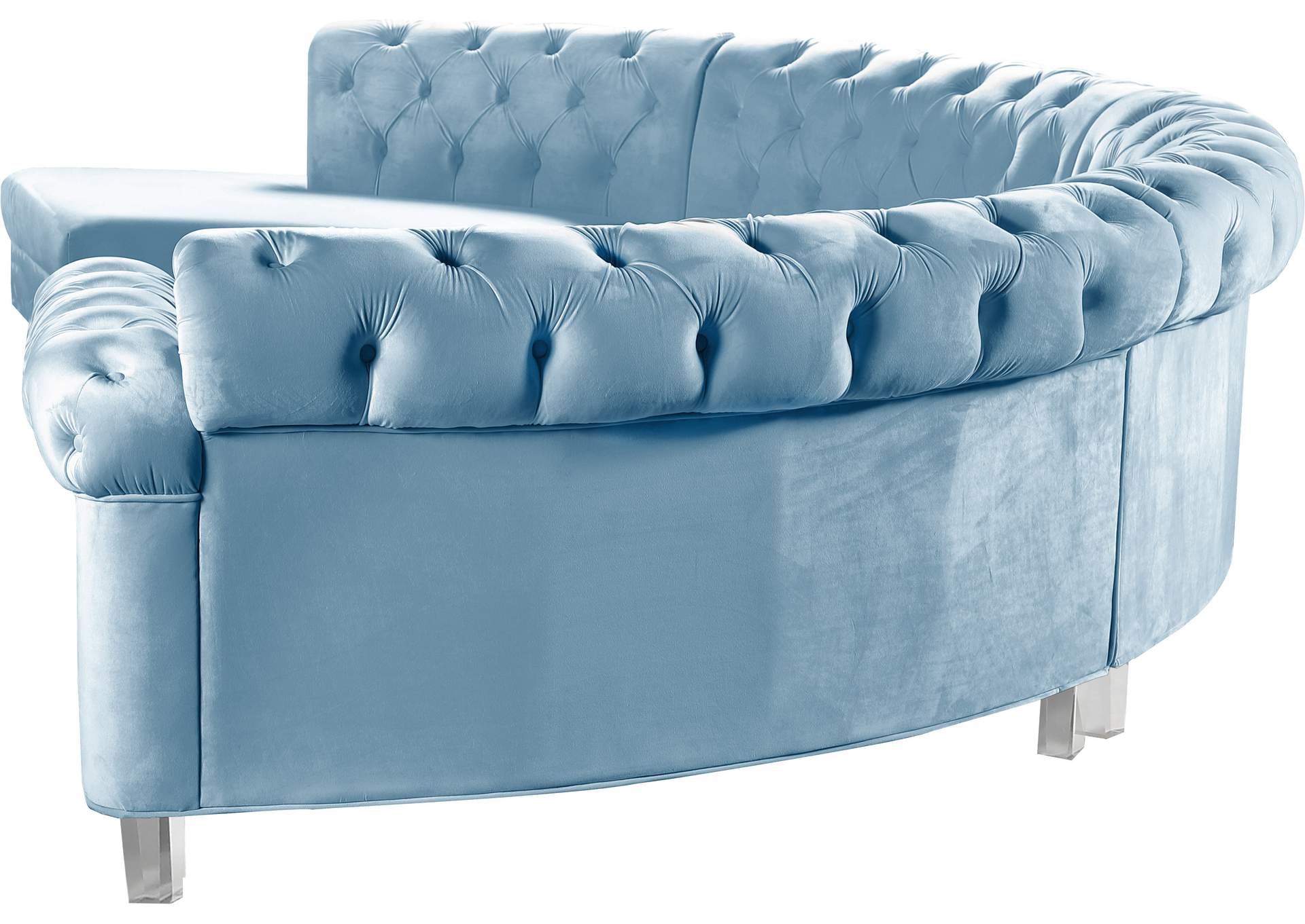 Anabella Sky Blue Velvet 4 Piece Sectional,Meridian Furniture