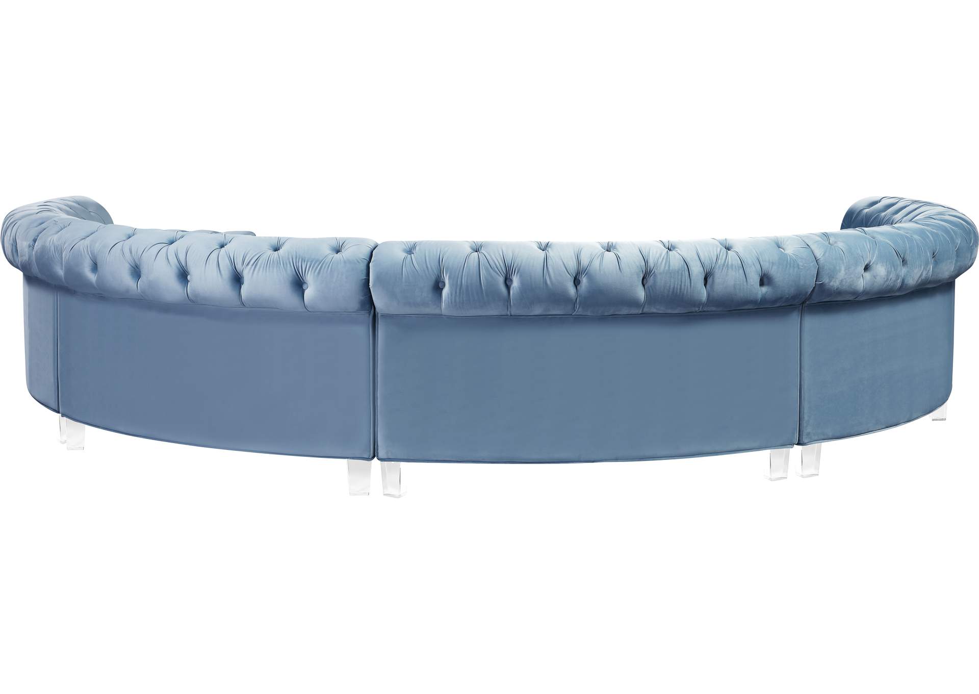 Anabella Sky Blue Velvet 5 Piece Sectional,Meridian Furniture