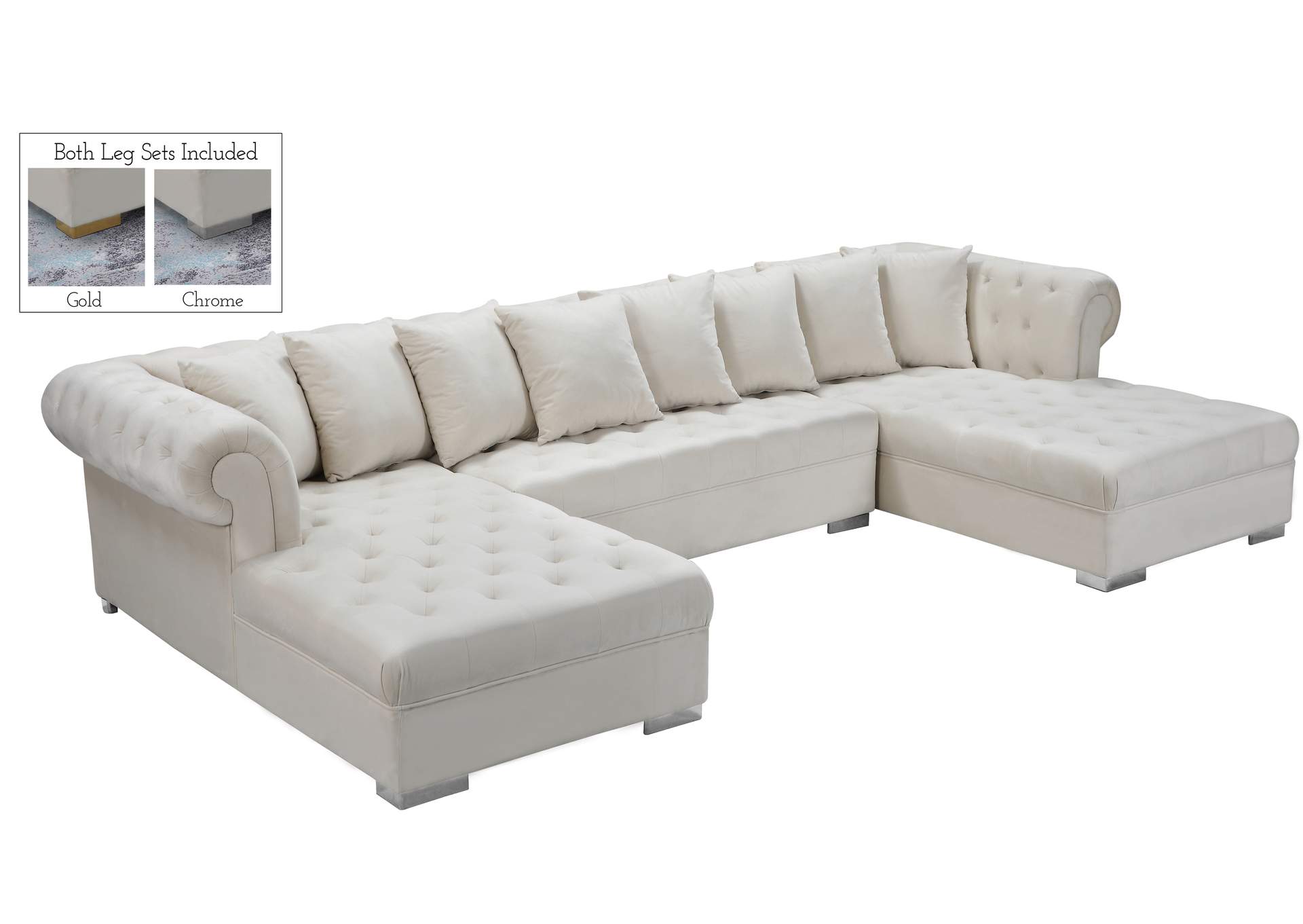 Presley Cream Velvet 3 Piece Sectional,Meridian Furniture