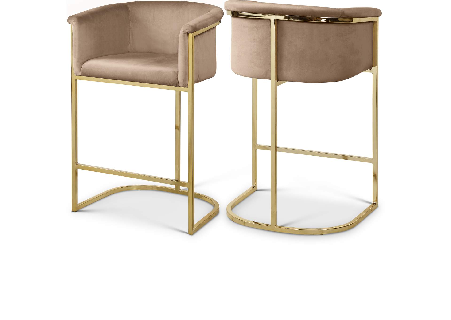 Donatella Beige Velvet Stool,Meridian Furniture