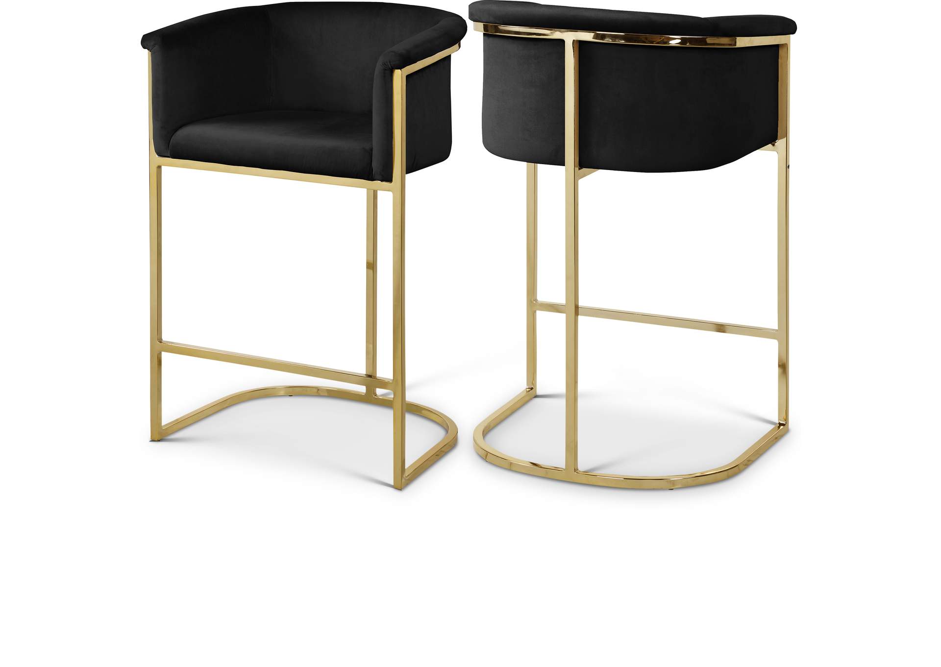 Donatella Black Velvet Stool,Meridian Furniture