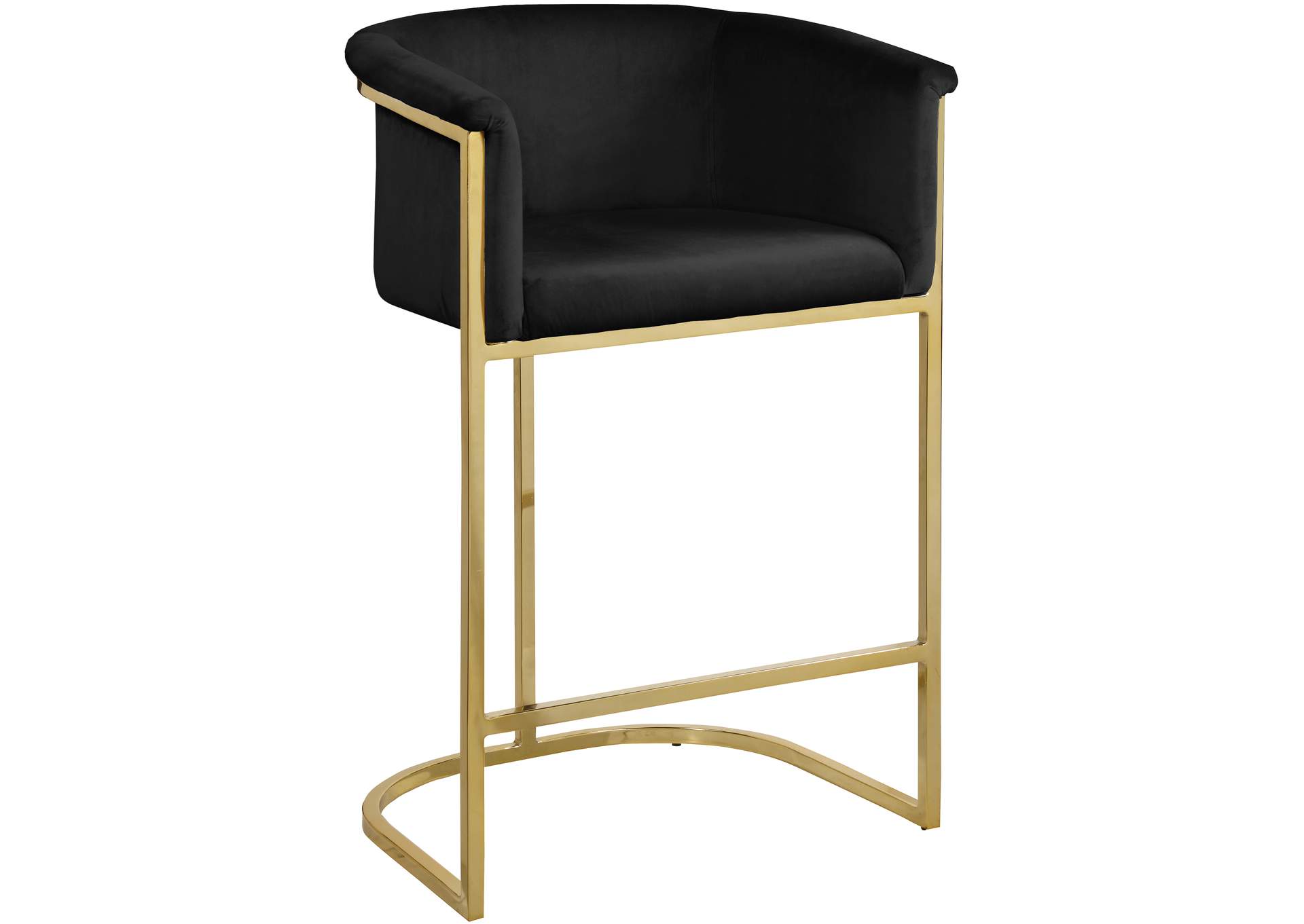 Donatella Black Velvet Stool,Meridian Furniture