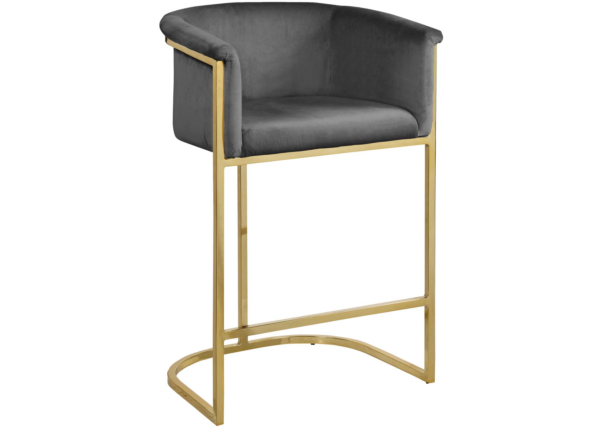 Donatella Grey Velvet Stool,Meridian Furniture