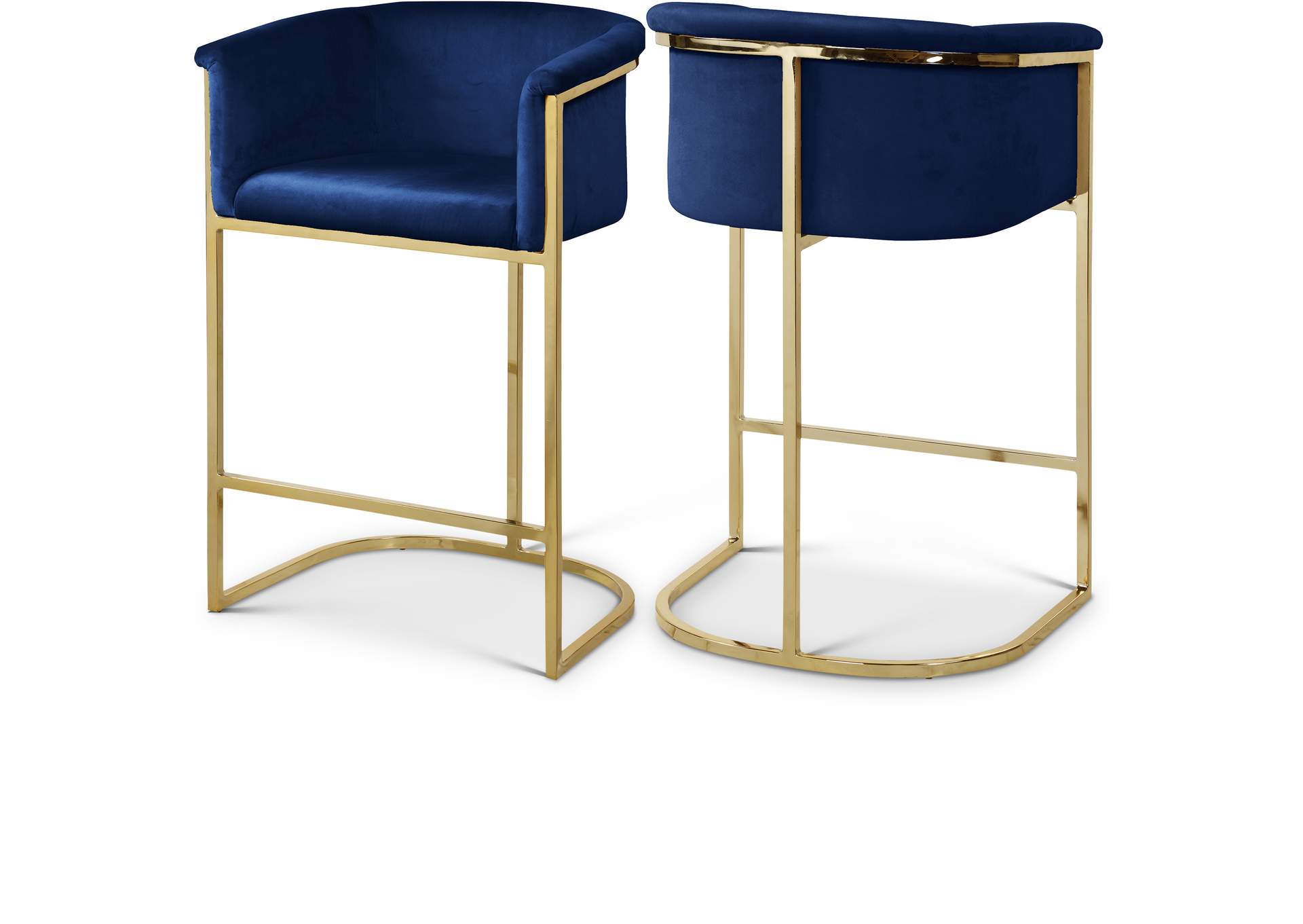 Donatella Navy Velvet Stool,Meridian Furniture