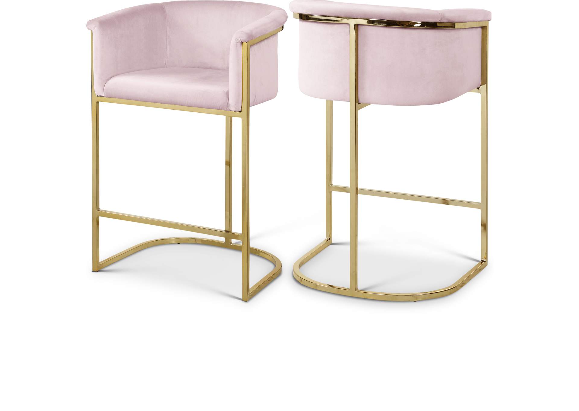 Donatella Pink Velvet Stool,Meridian Furniture