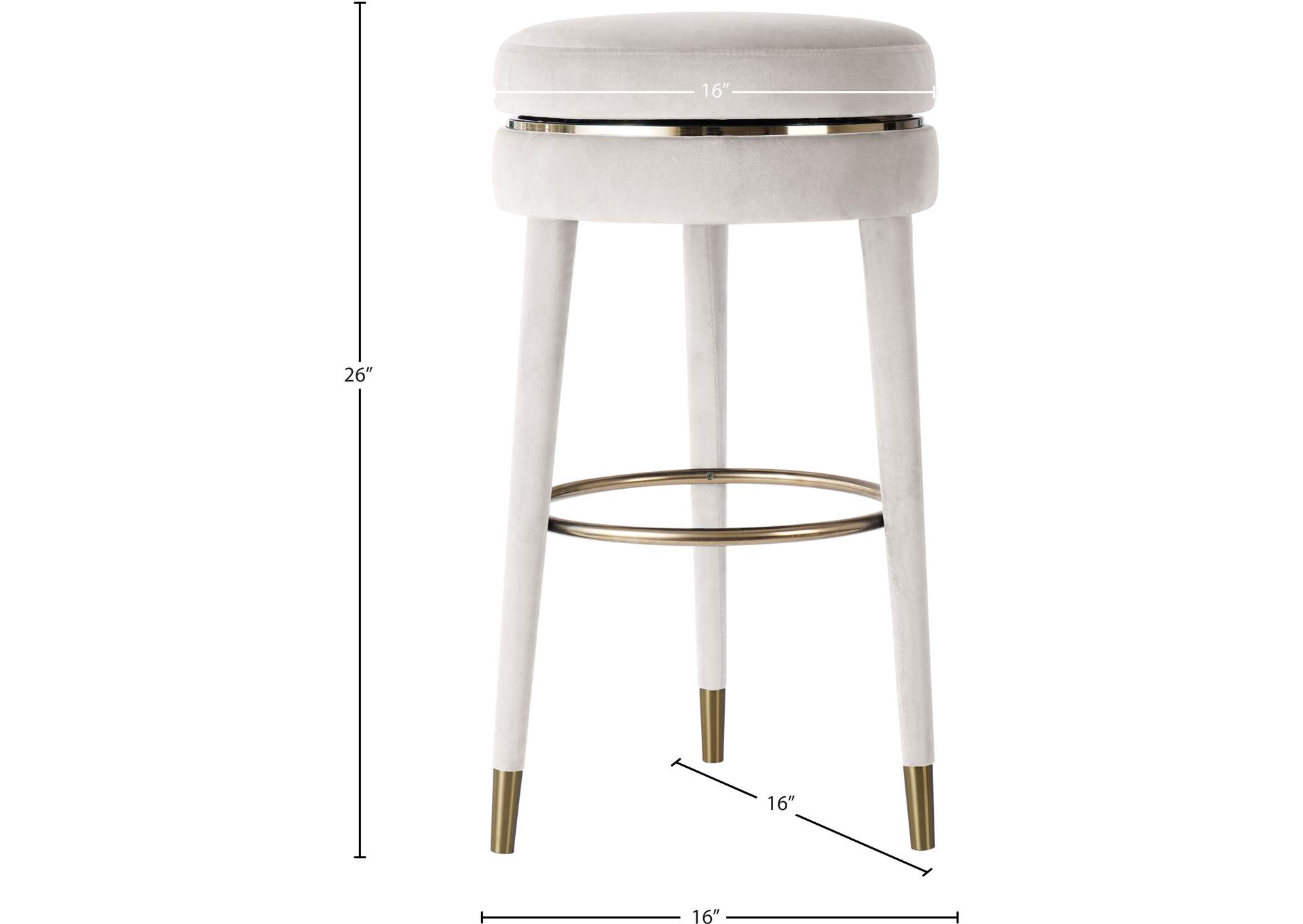 Coral Cream Velvet Counter Stool,Meridian Furniture