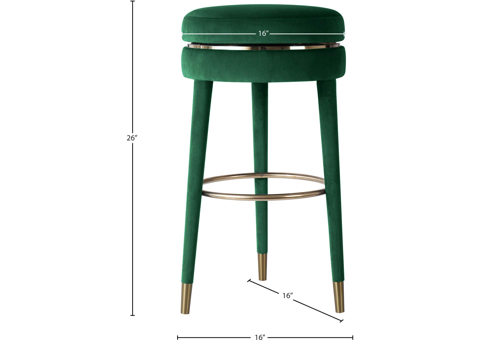 Coral Green Velvet Counter Stool,Meridian Furniture