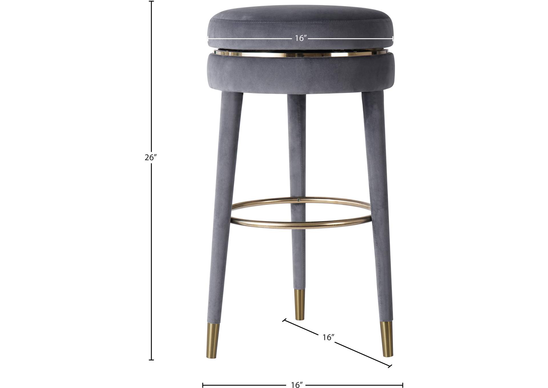 Coral Grey Velvet Counter Stool,Meridian Furniture