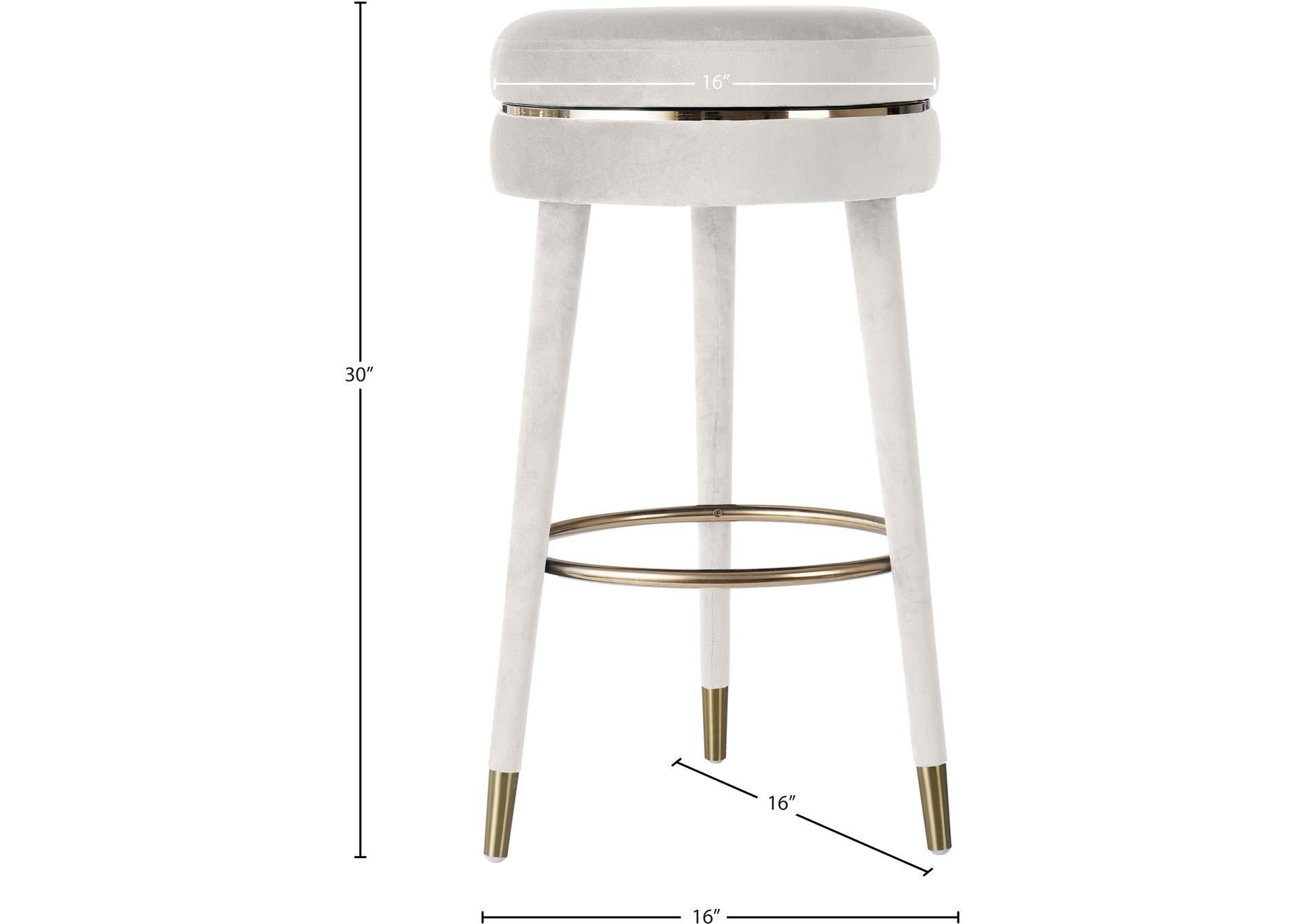 Coral Cream Velvet Bar Stool,Meridian Furniture