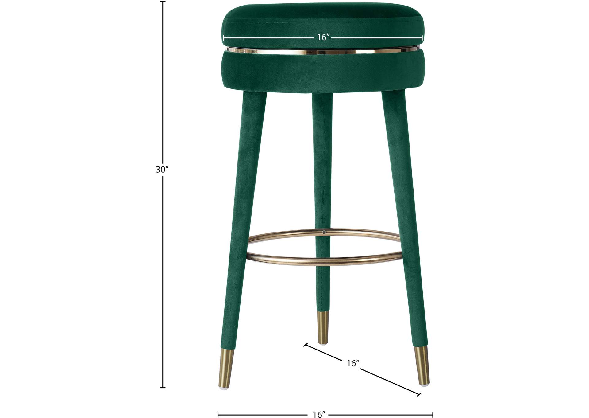 Coral Green Velvet Bar Stool,Meridian Furniture