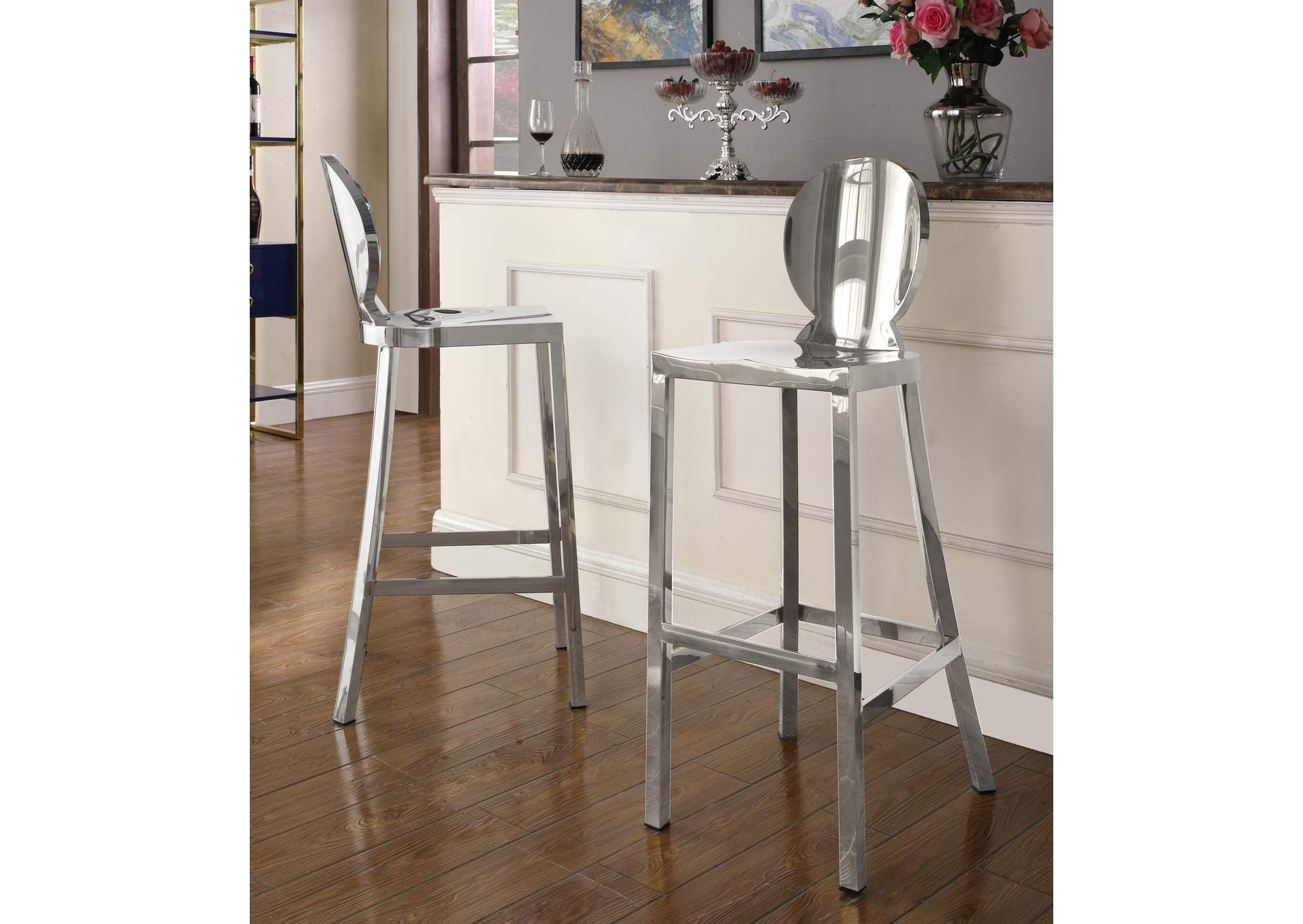 Maddox Chrome Stainless Steel Stool,Meridian Furniture