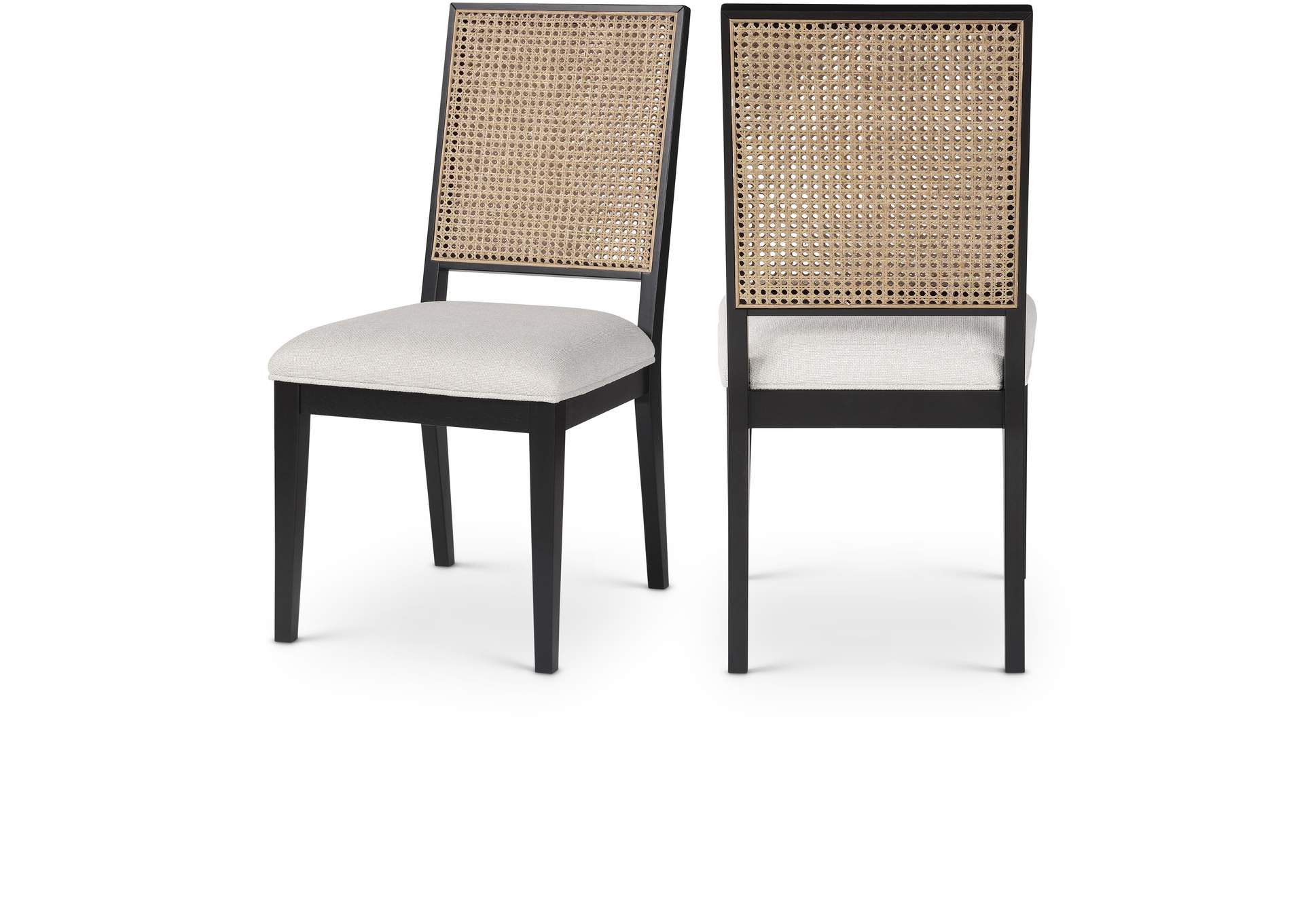 Butterfly Cream Linen Textured Fabric Dining Chair Set of 2,Meridian Furniture