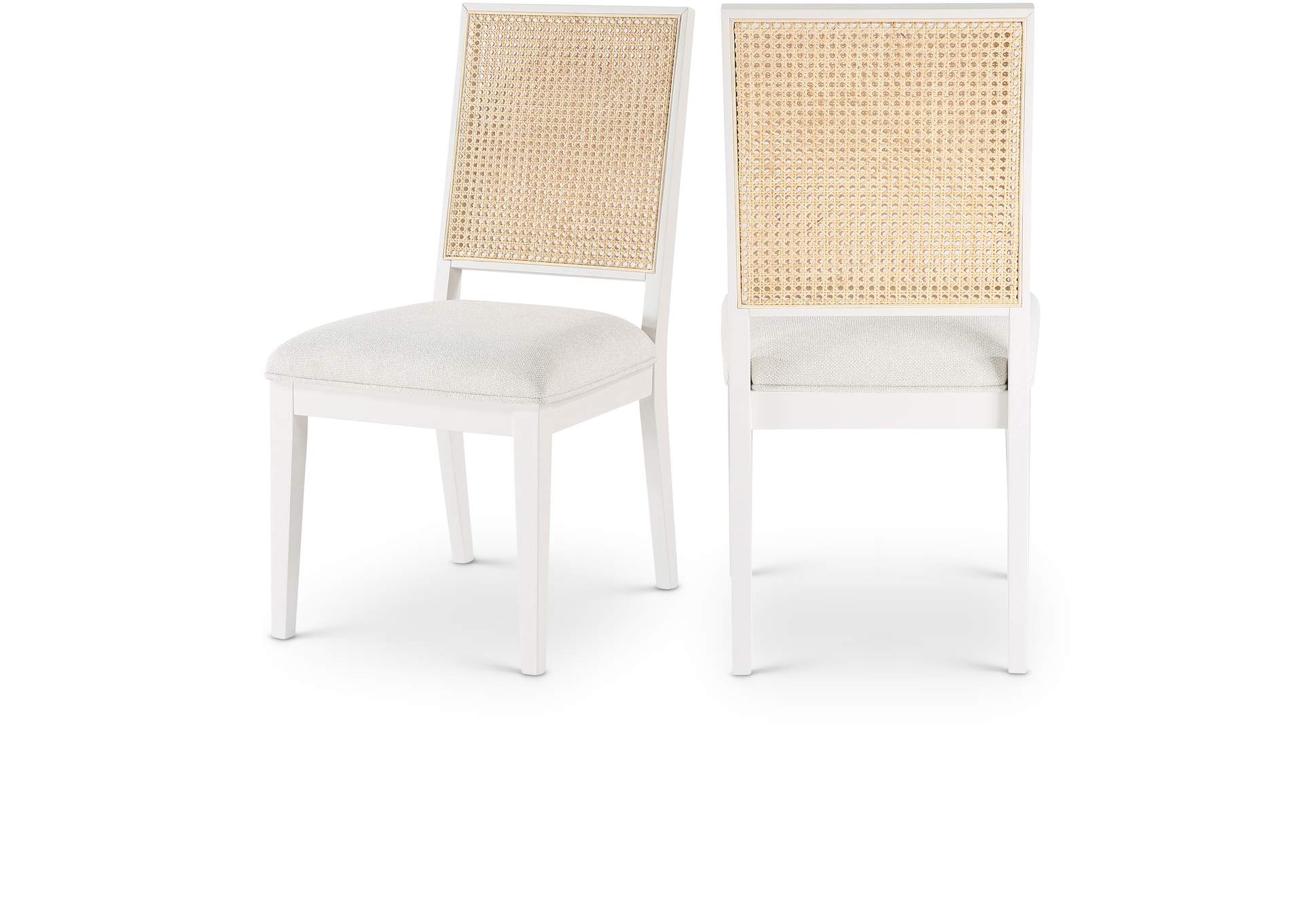 Butterfly Cream Linen Textured Fabric Dining Chair Set of 2,Meridian Furniture