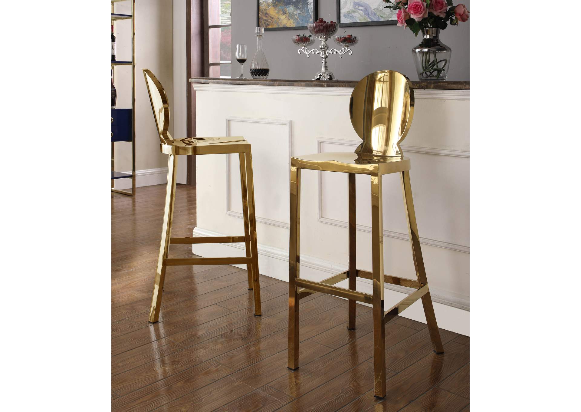 Maddox Gold Stainless Steel Stool,Meridian Furniture