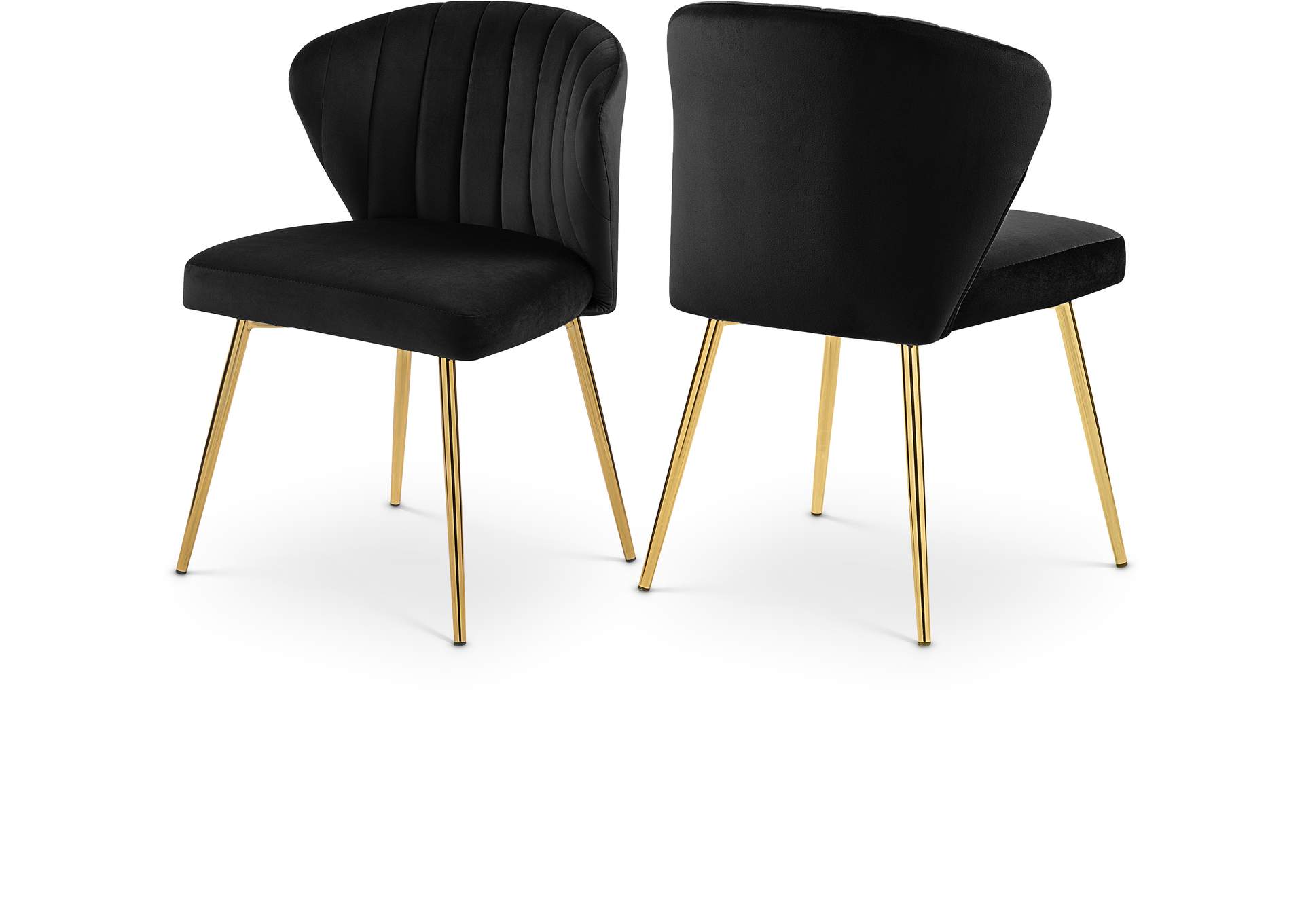 Finley Black Velvet Dining Chair Set of 2,Meridian Furniture