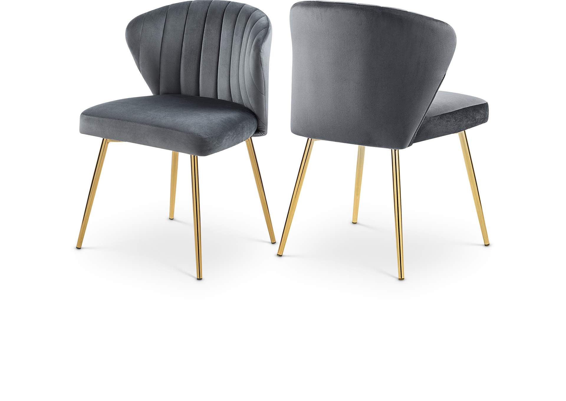 Finley Grey Velvet Dining Chair Set of 2,Meridian Furniture