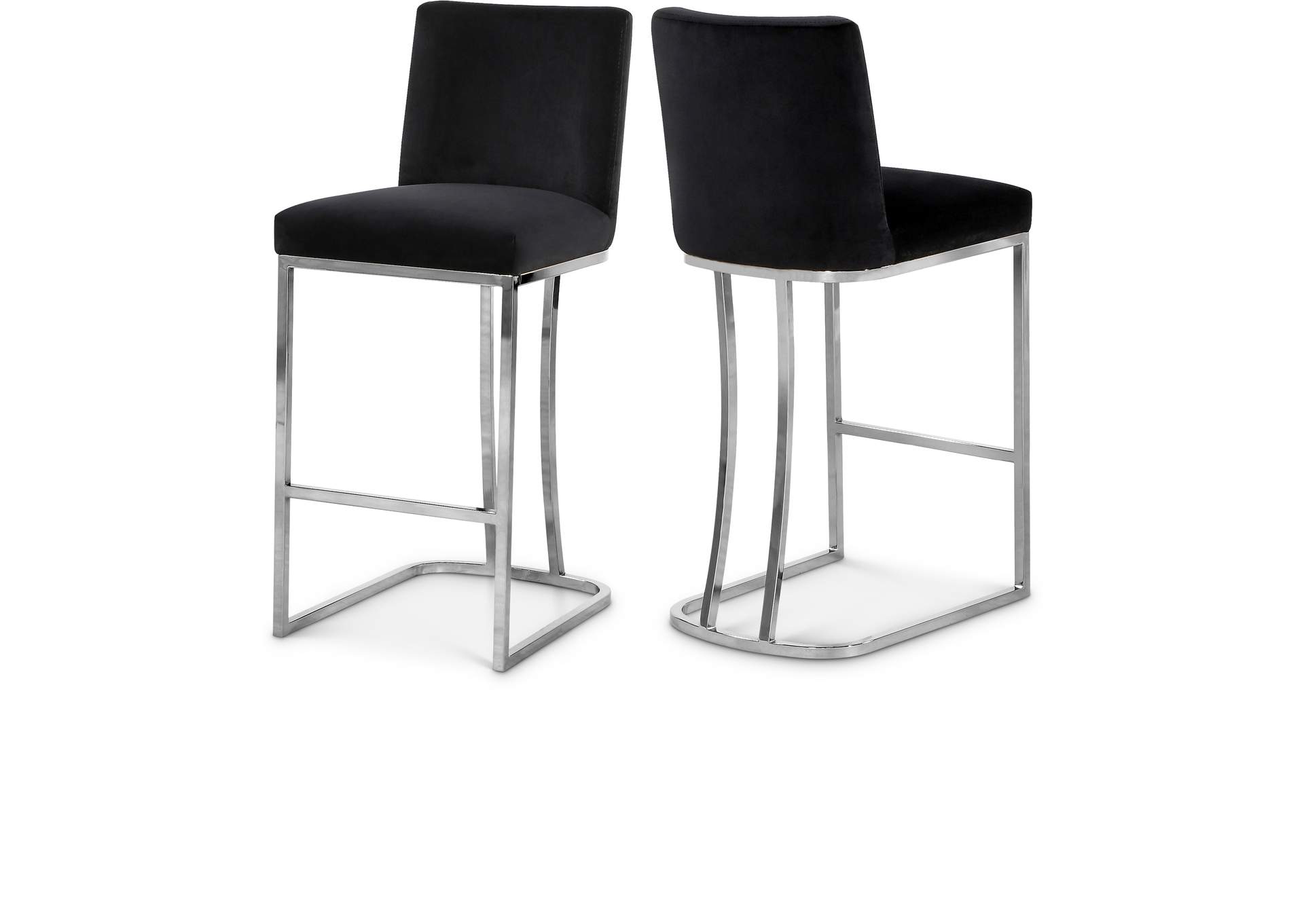 Heidi Black Velvet Stool,Meridian Furniture