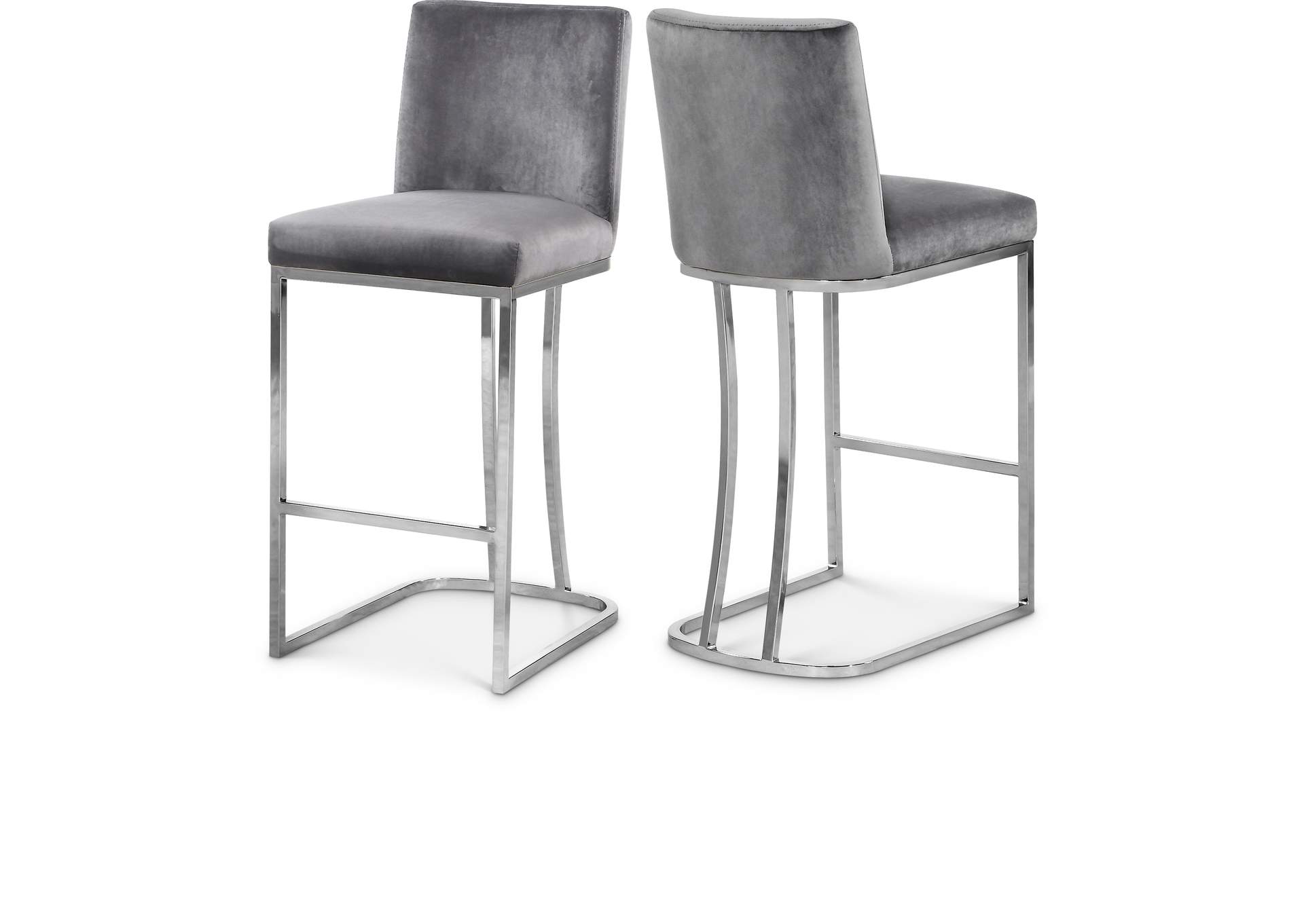 Heidi Grey Velvet Stool,Meridian Furniture