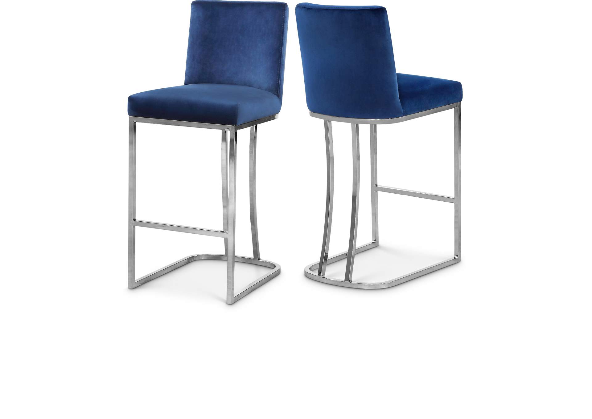 Heidi Navy Velvet Stool,Meridian Furniture