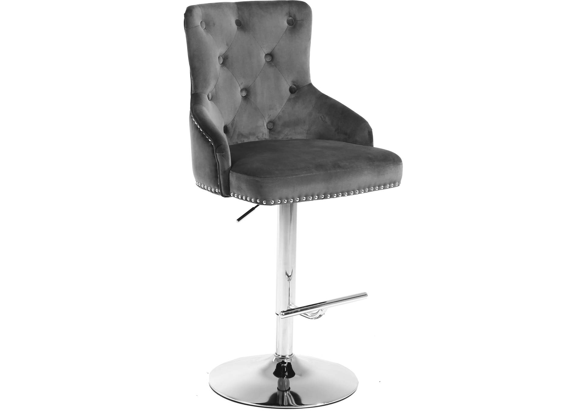 Claude Grey Velvet Adjustable Stool,Meridian Furniture