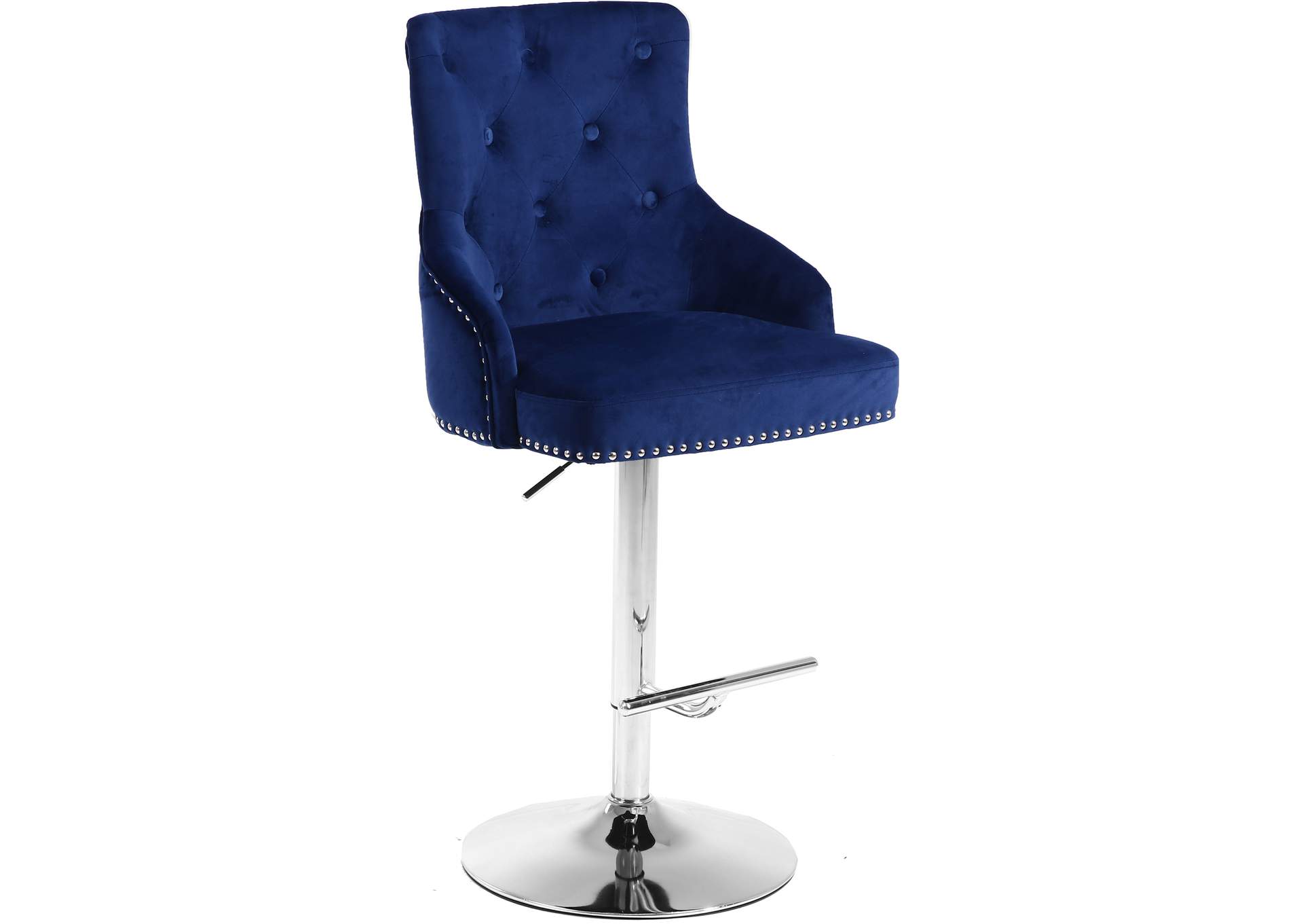 Claude Navy Velvet Adjustable Stool,Meridian Furniture