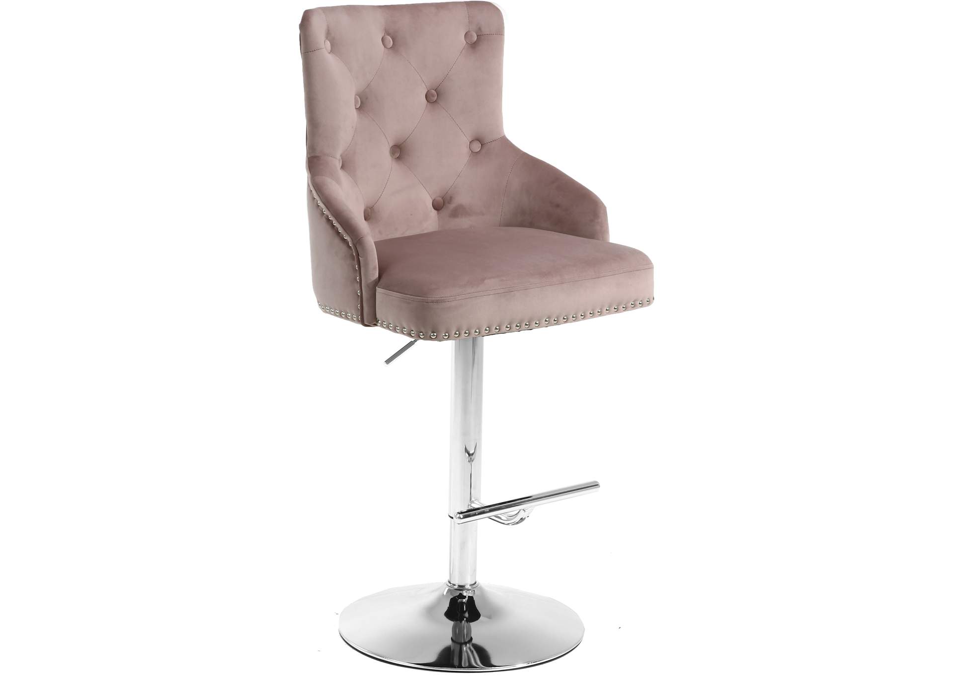 Claude Pink Velvet Adjustable Stool,Meridian Furniture