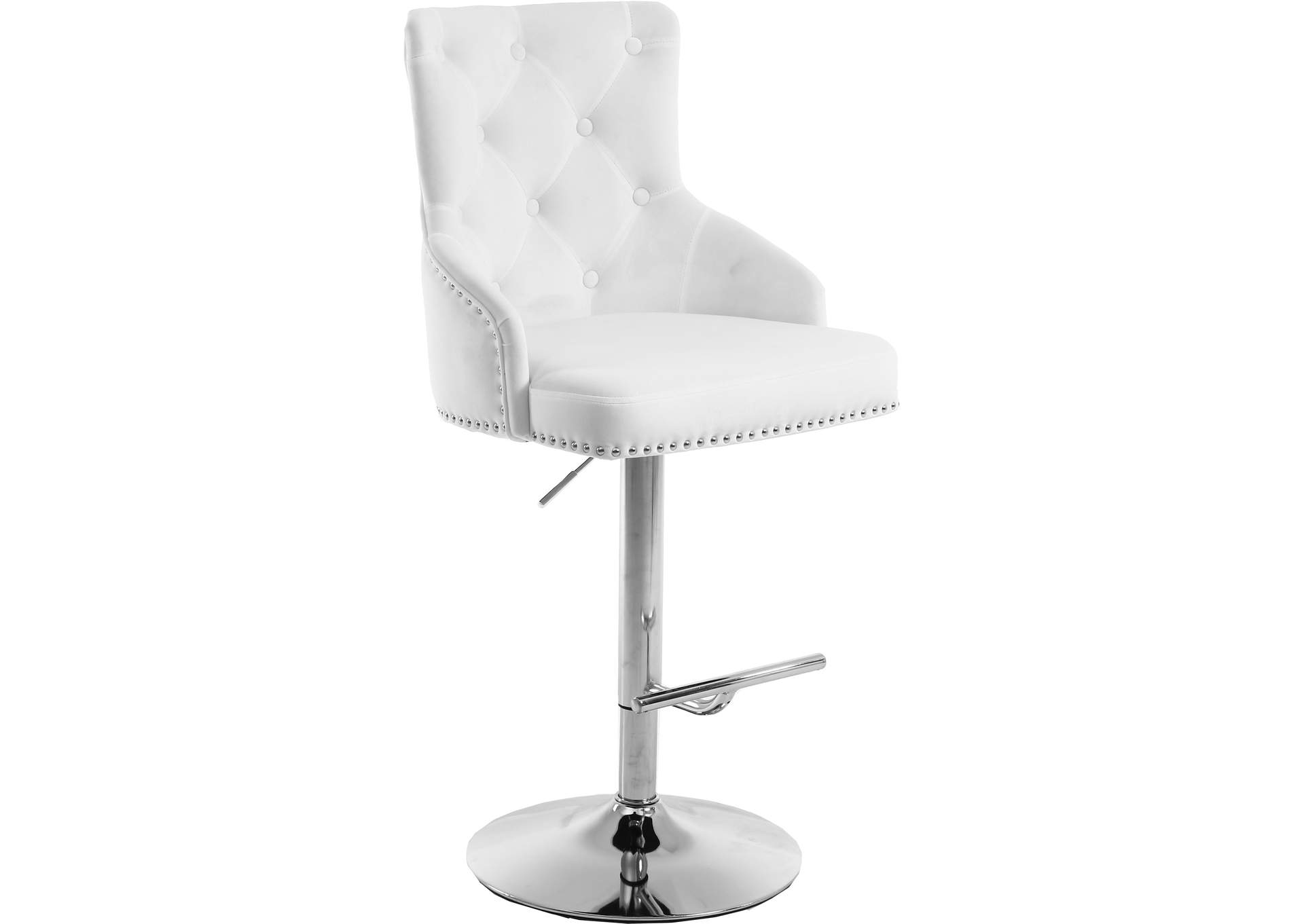 Claude White Velvet Adjustable Stool,Meridian Furniture