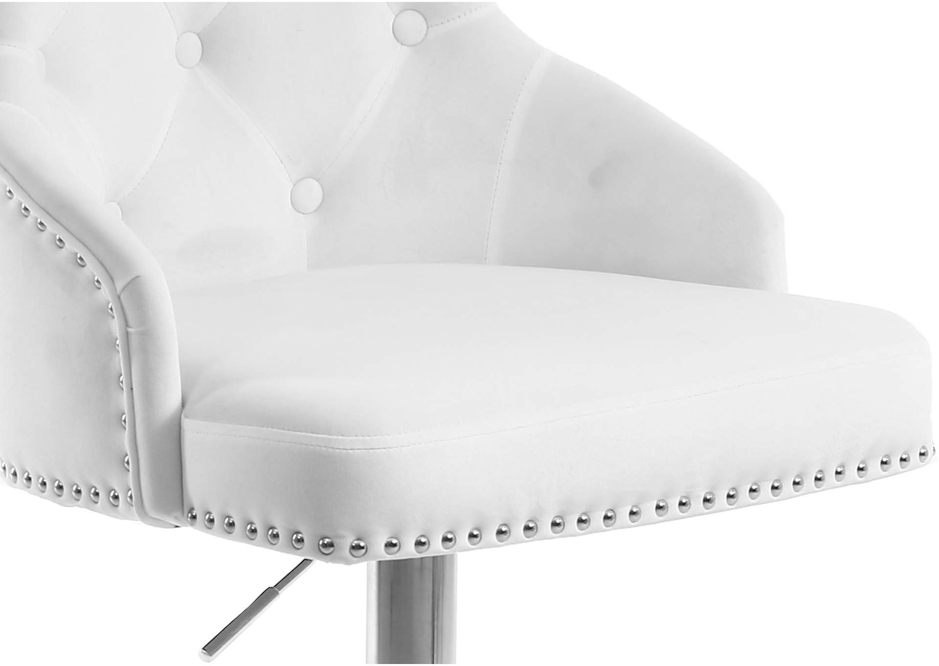 Claude White Velvet Adjustable Stool,Meridian Furniture