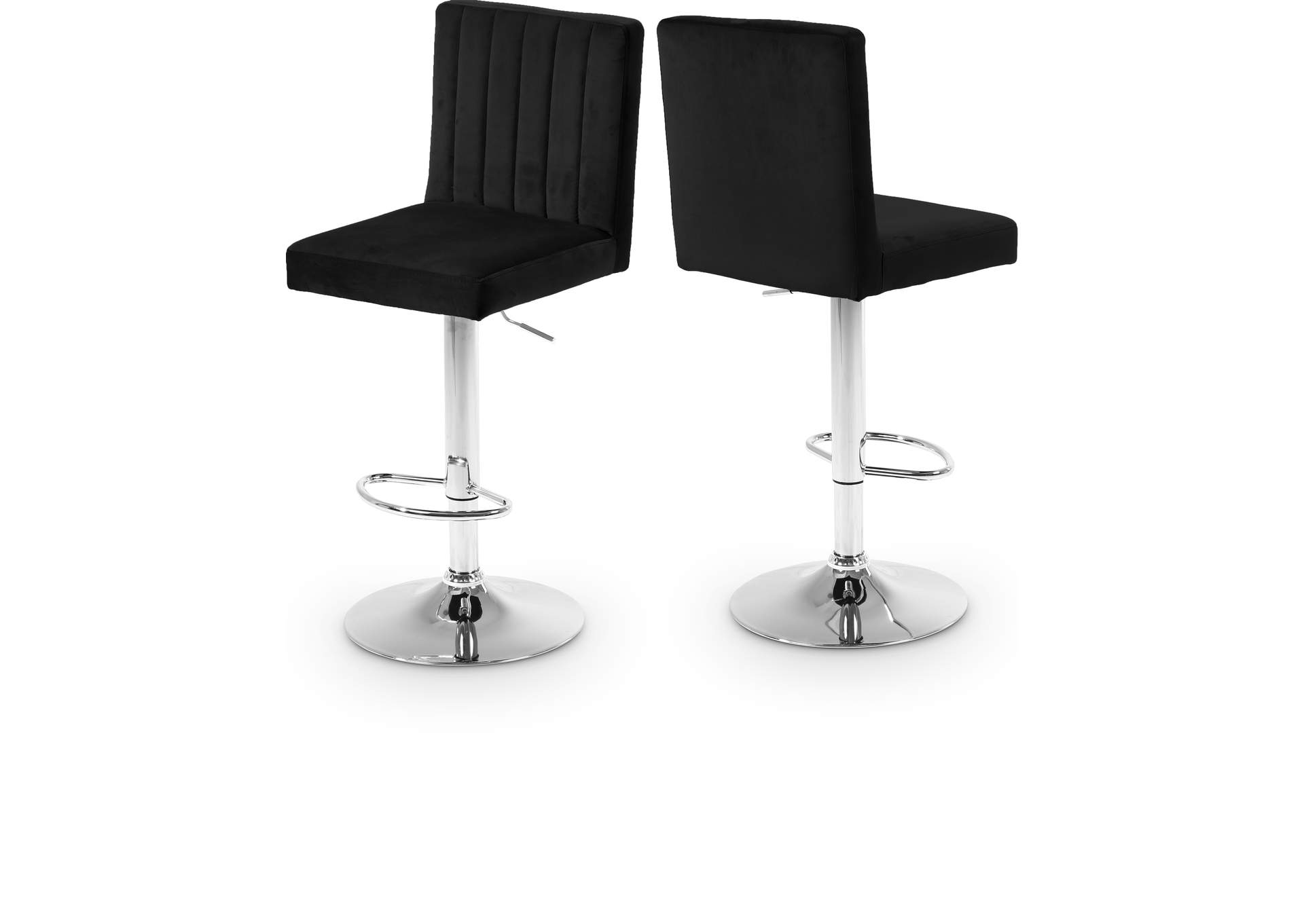 Joel Black Velvet Adjustable Stool Set of 2,Meridian Furniture