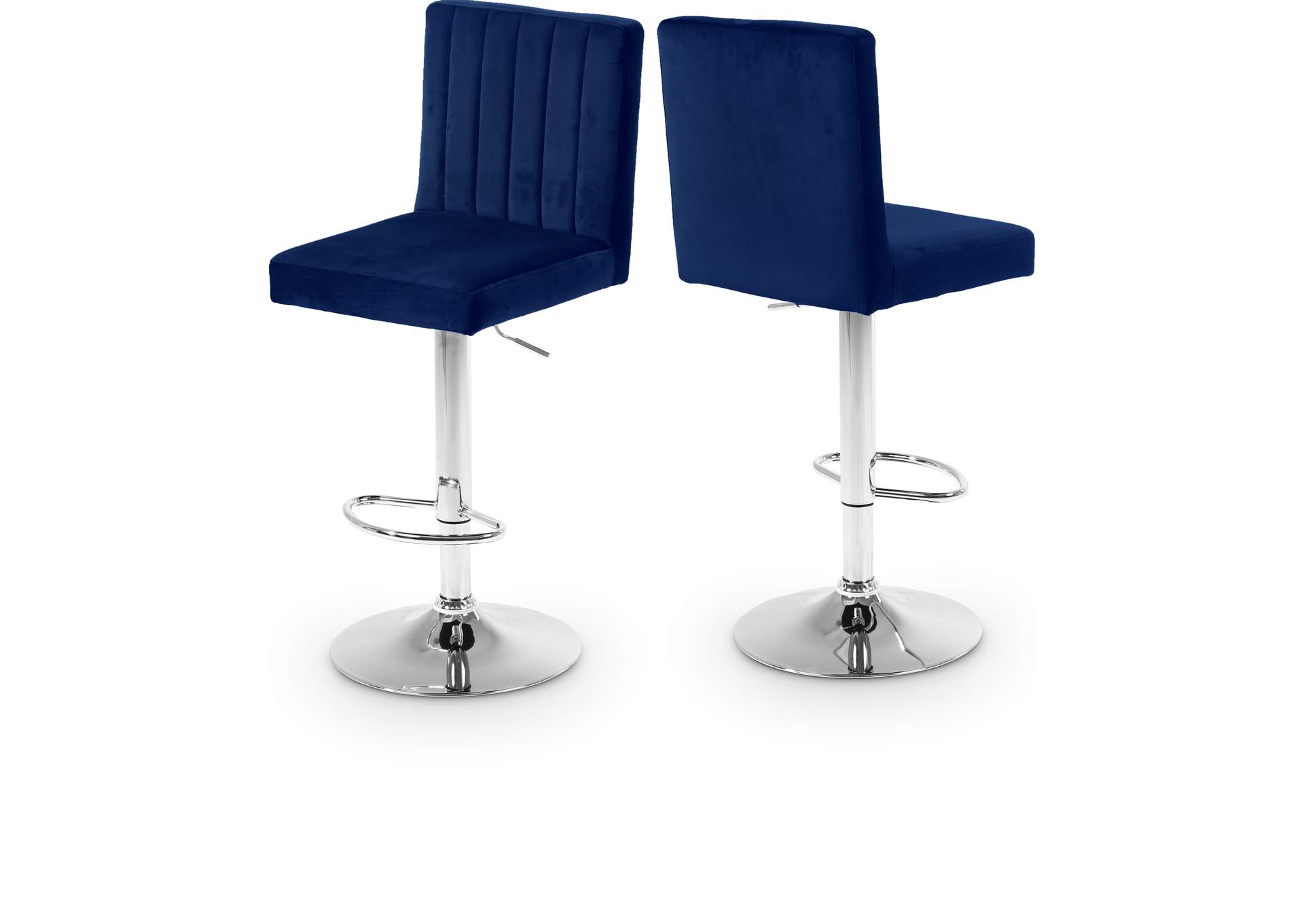 Joel Navy Velvet Adjustable Stool Set of 2,Meridian Furniture