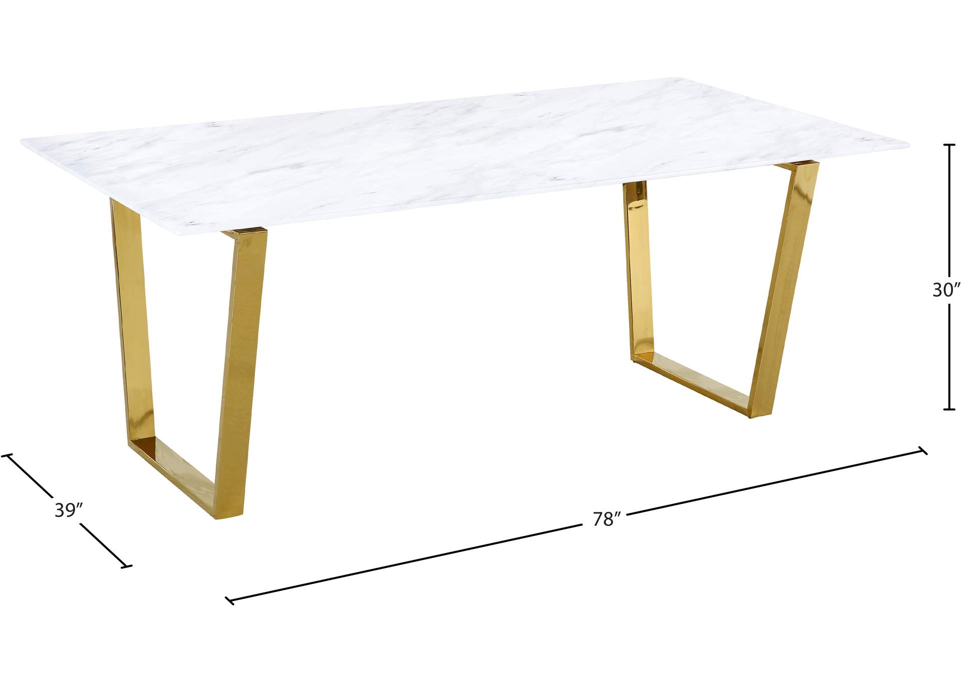 Cameron Gold Dining Table,Meridian Furniture