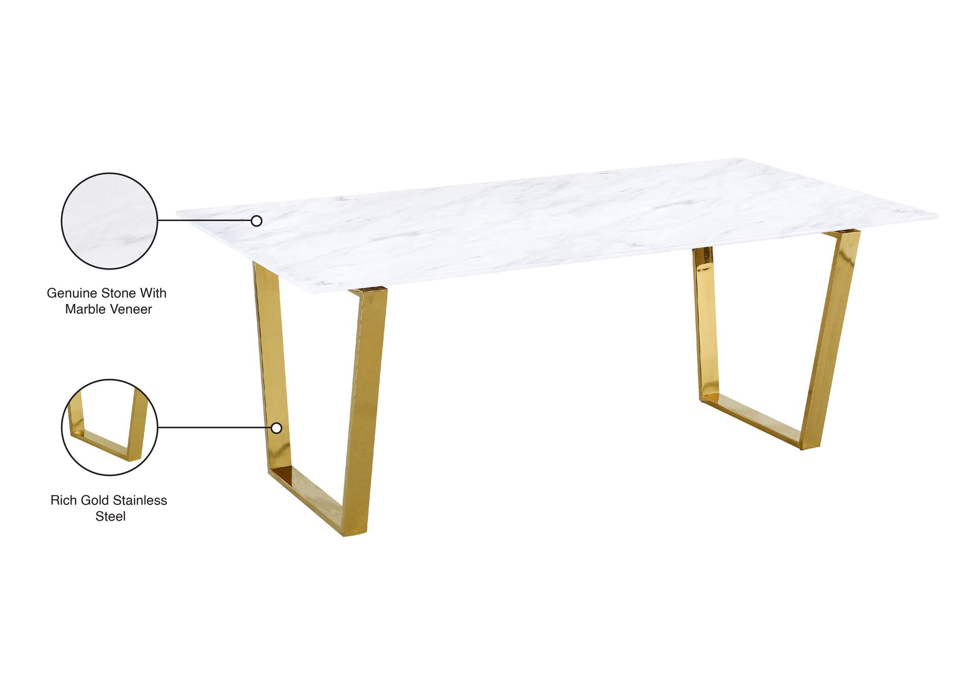 Cameron Gold Dining Table,Meridian Furniture