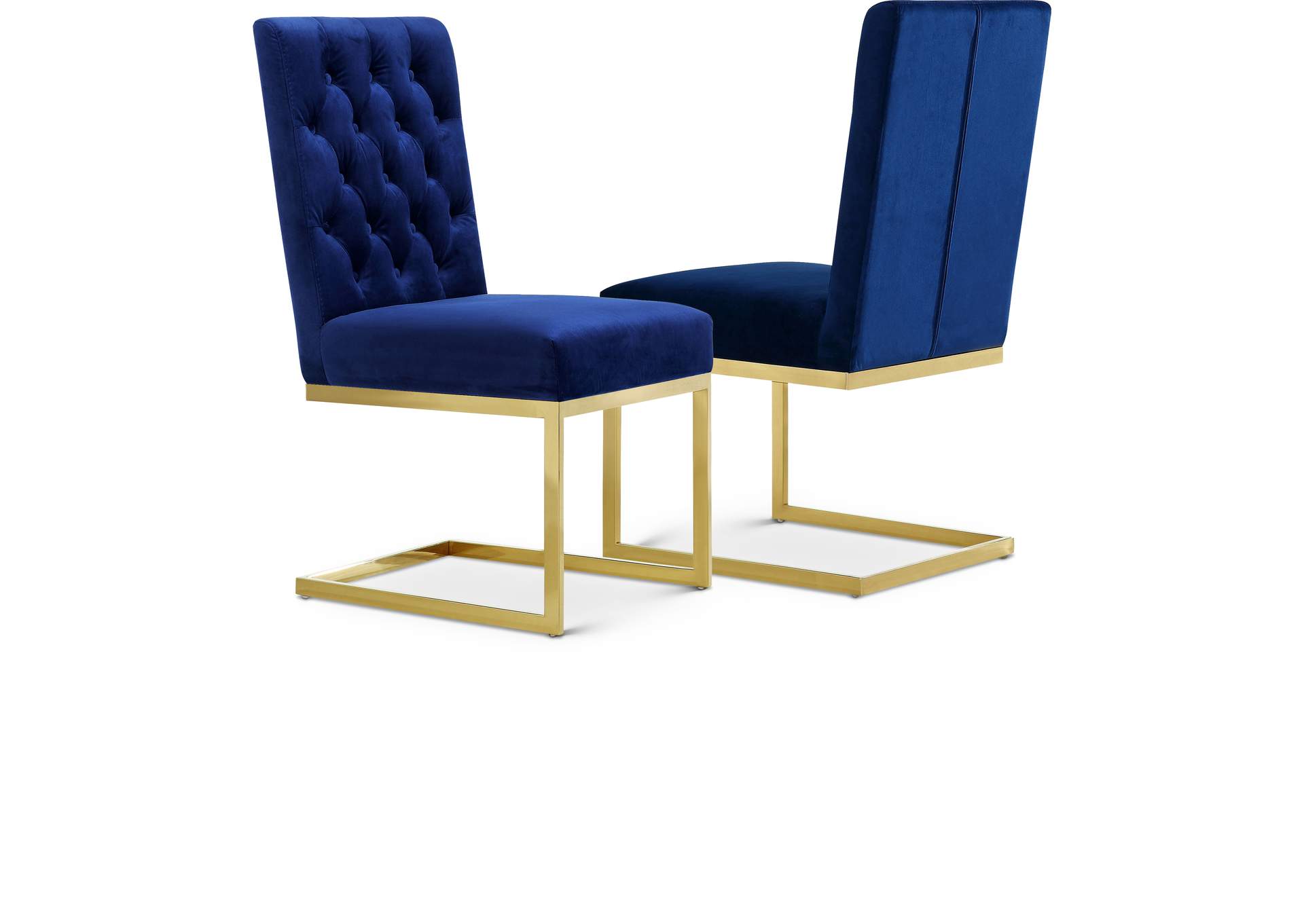 Cameron Navy Velvet Dining Chair Set of 2,Meridian Furniture