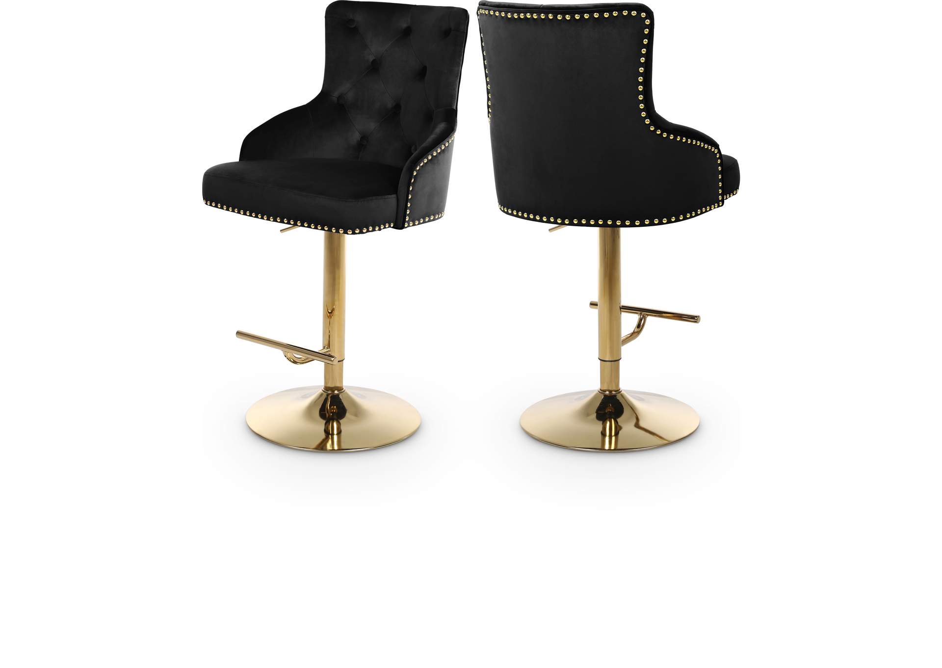 Claude Black Velvet Adjustable Stool,Meridian Furniture