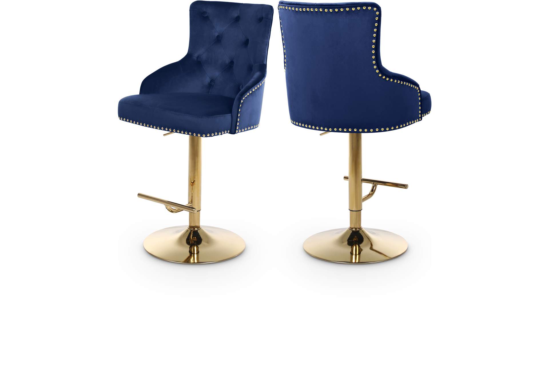 Claude Navy Velvet Adjustable Stool,Meridian Furniture