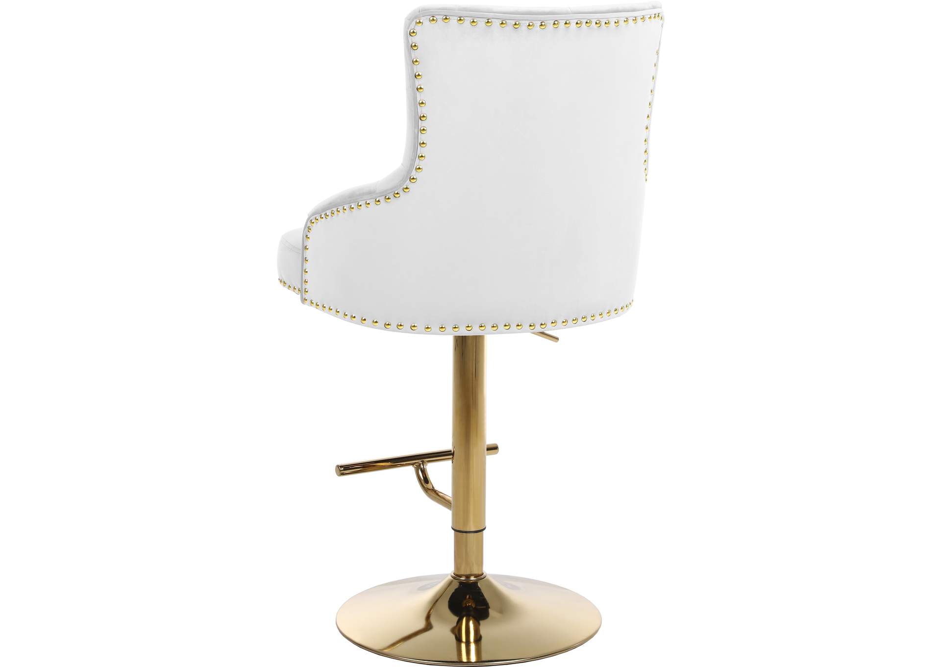 Claude White Velvet Adjustable Stool,Meridian Furniture