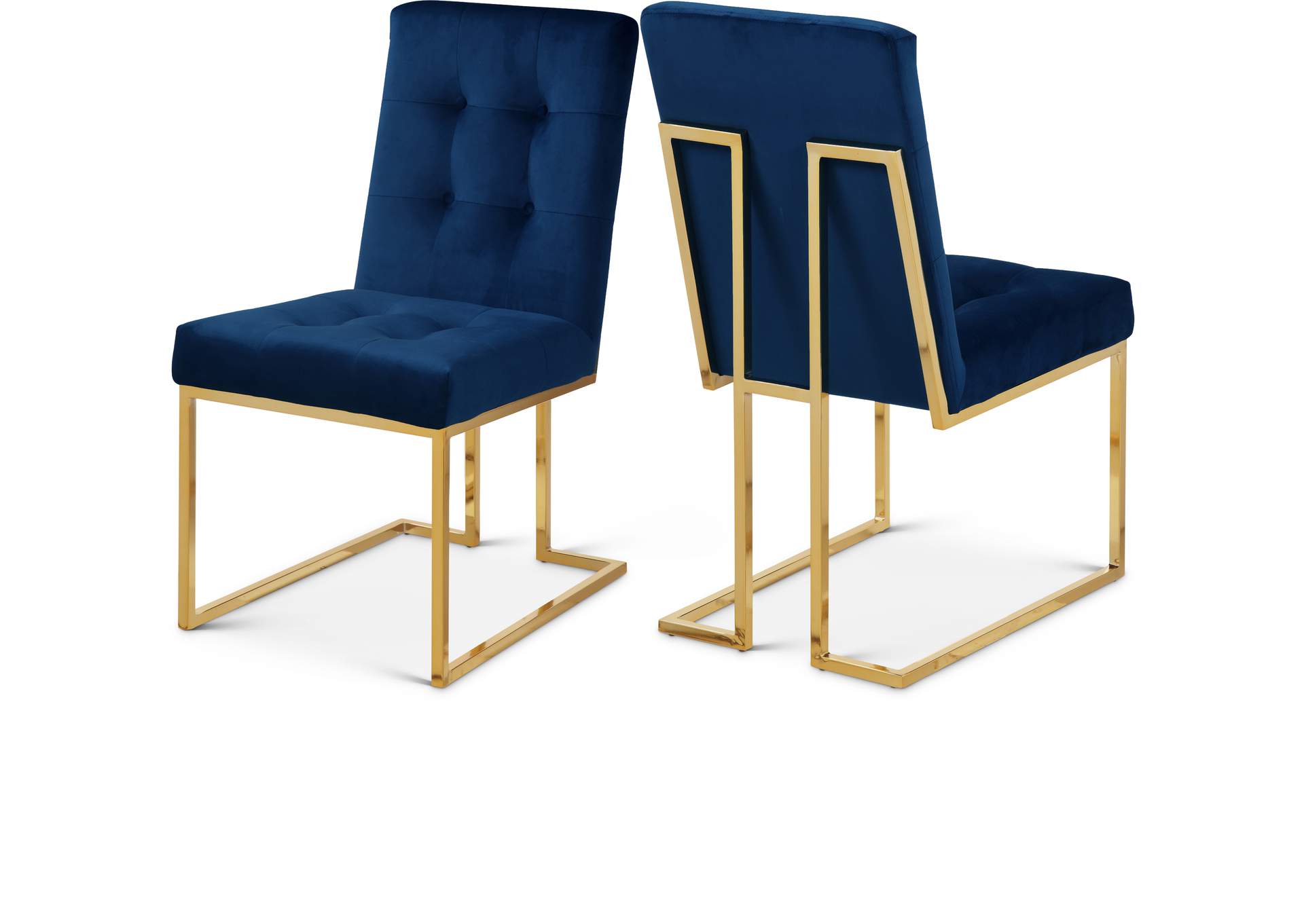 Pierre Navy Velvet Dining Chair Set of 2,Meridian Furniture