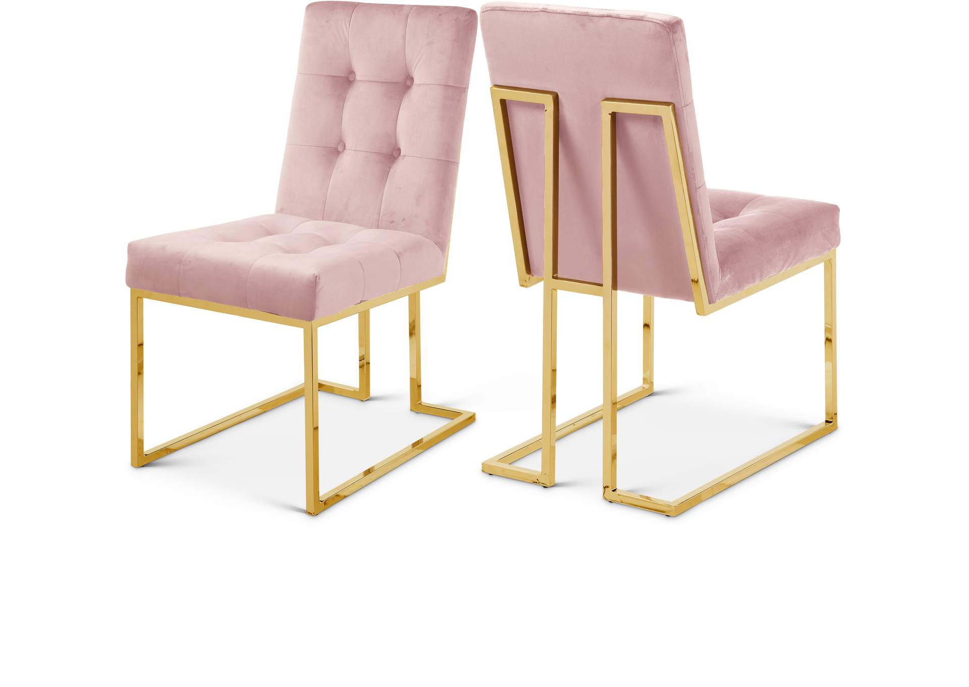 Pierre Pink Velvet Dining Chair Set of 2,Meridian Furniture