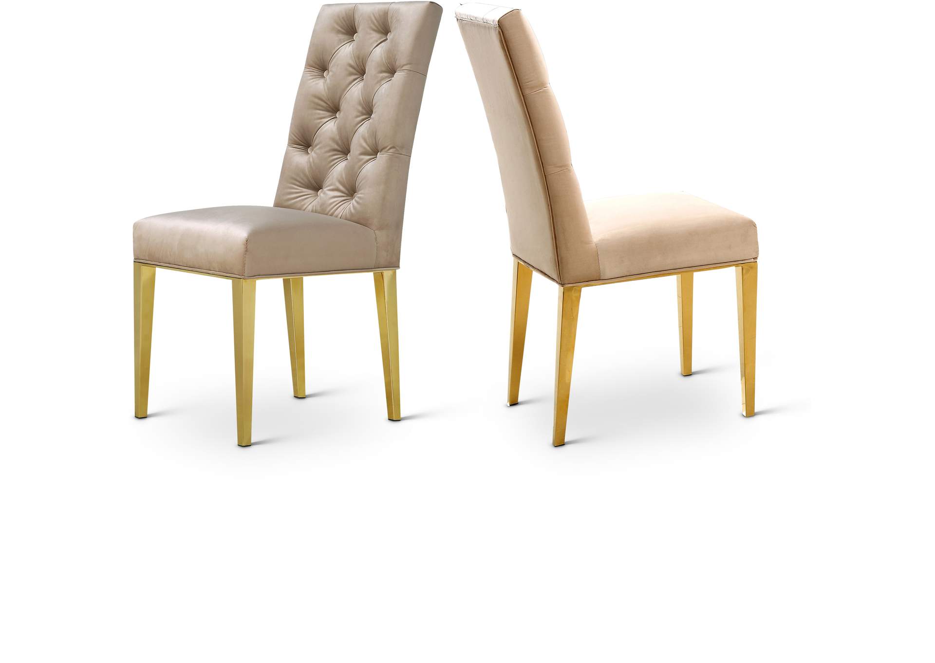 Capri Beige Velvet Dining Chair Set of 2,Meridian Furniture