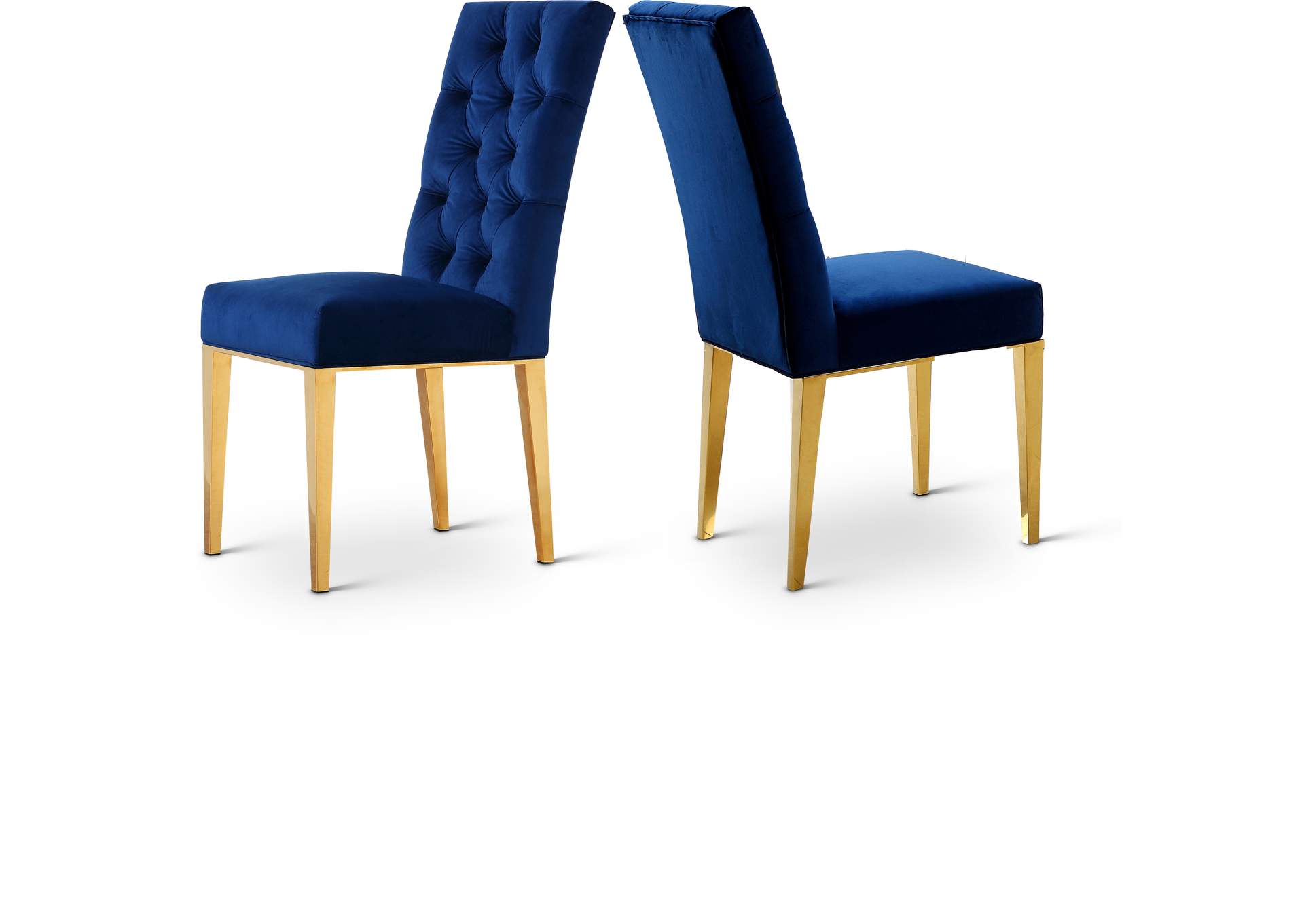 Capri Navy Velvet Dining Chair Set of 2,Meridian Furniture