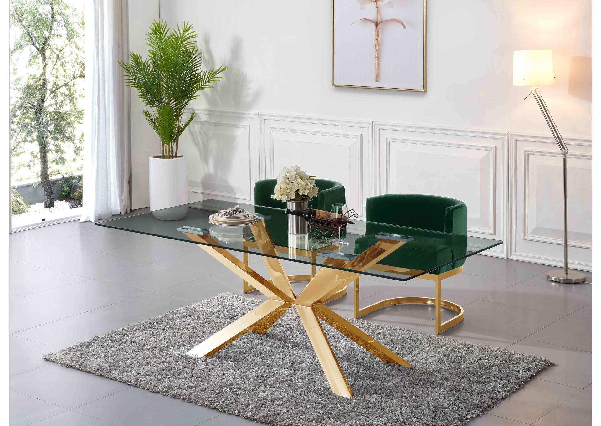 Gianna Green Velvet Dining Chair,Meridian Furniture