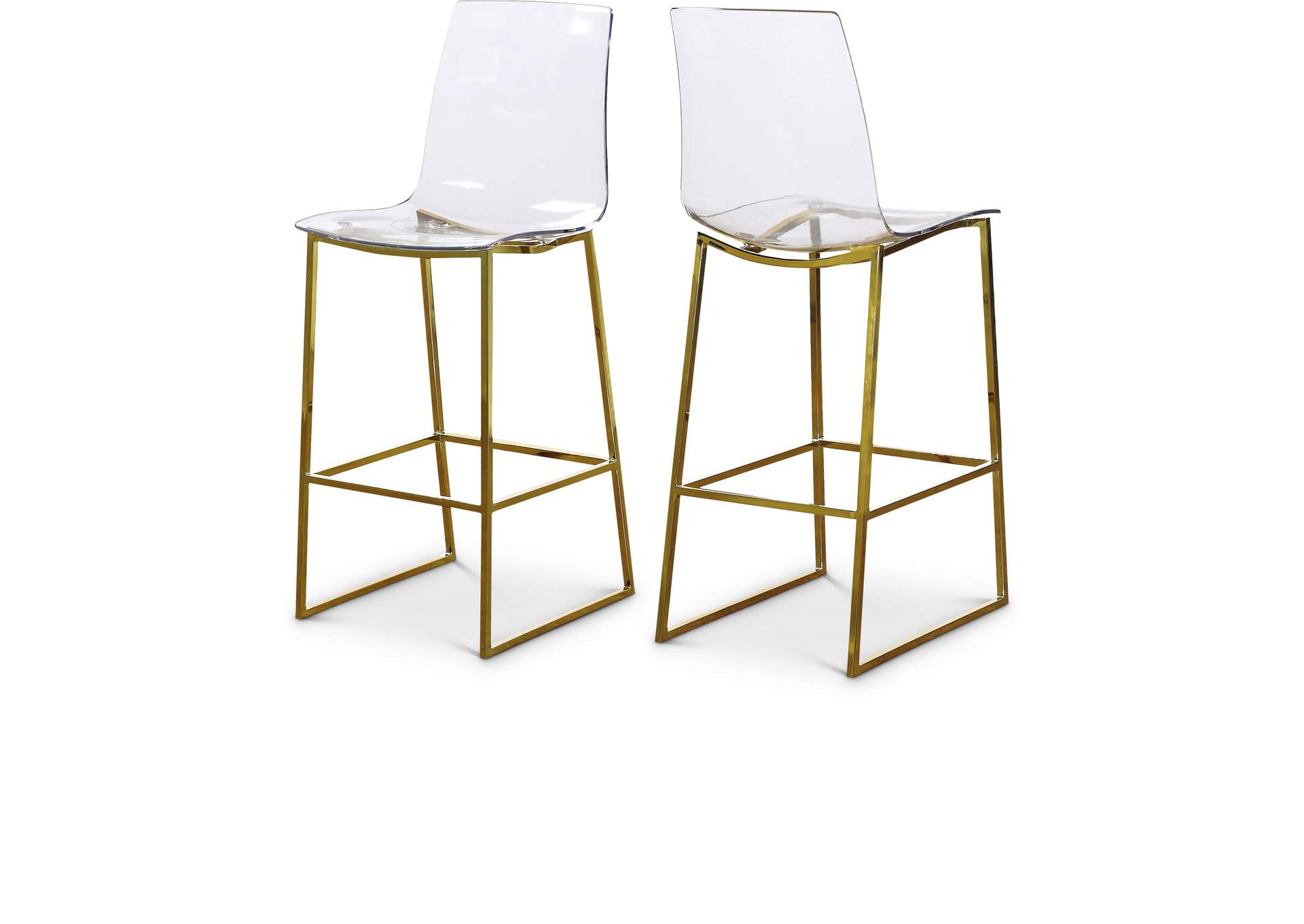 Lumen Gold Metal - Lucite Polycarbonate Stool,Meridian Furniture